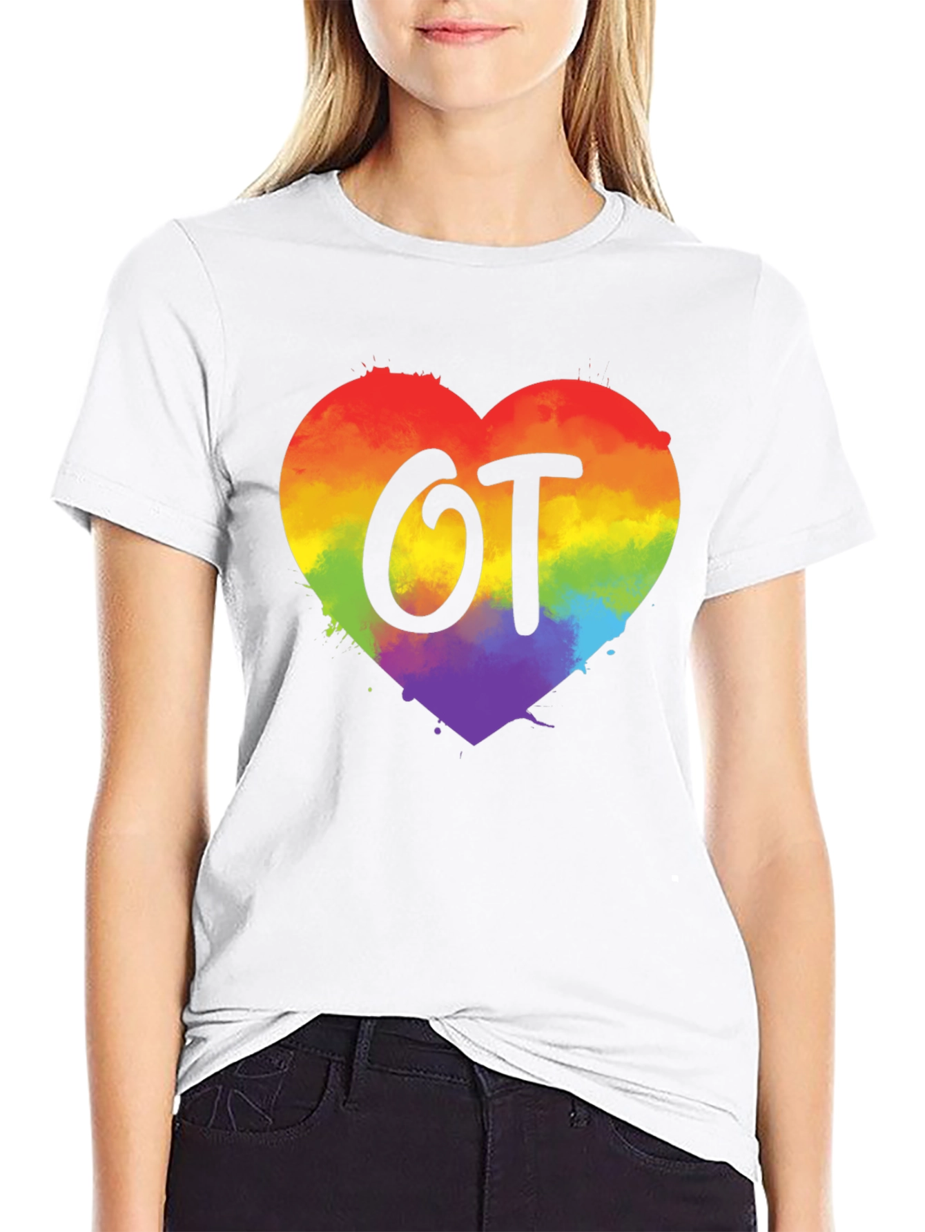 OT Rainbow Heart T-Shirt Occupational Therapy Gift