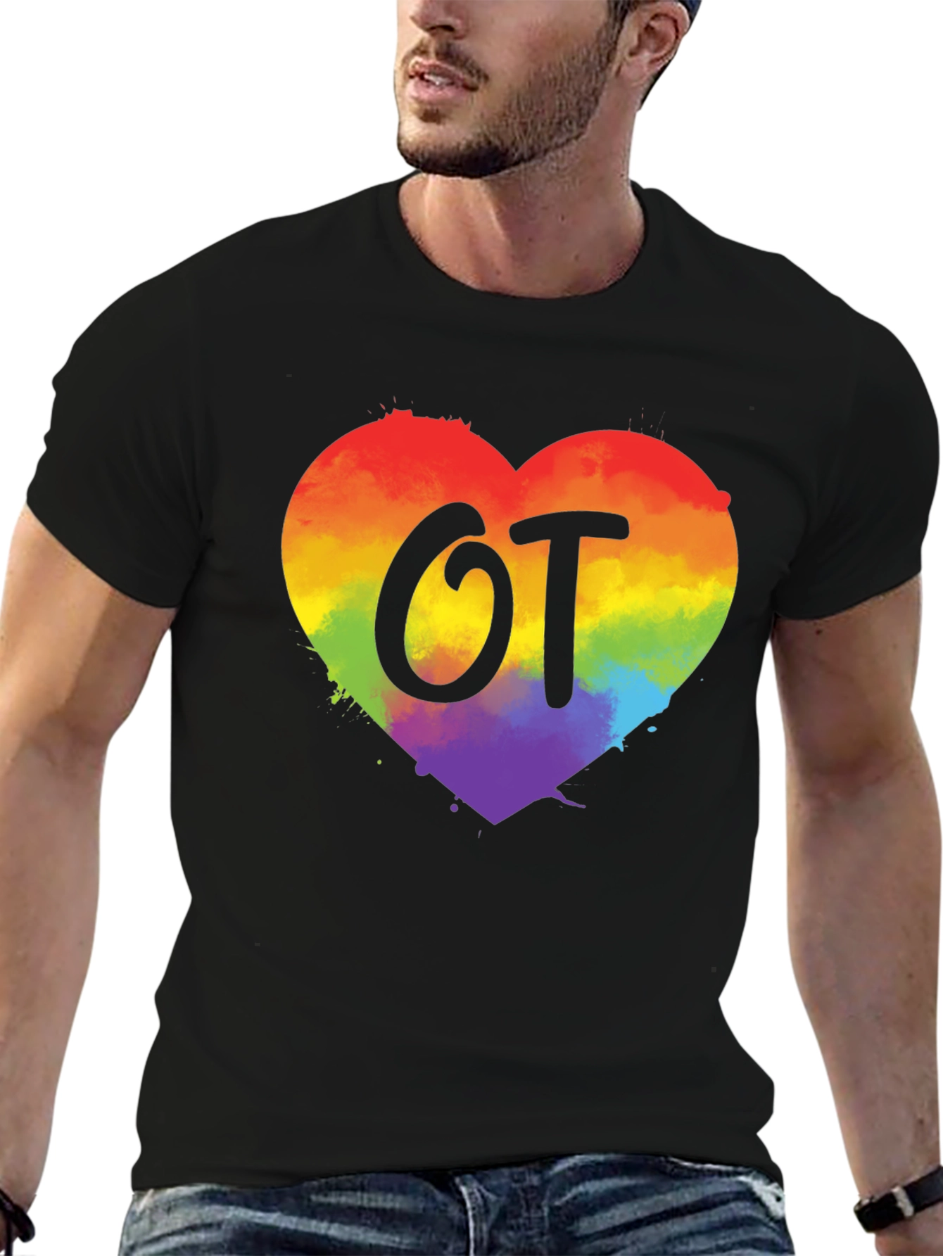 OT Rainbow Heart T-Shirt Occupational Therapy Gift
