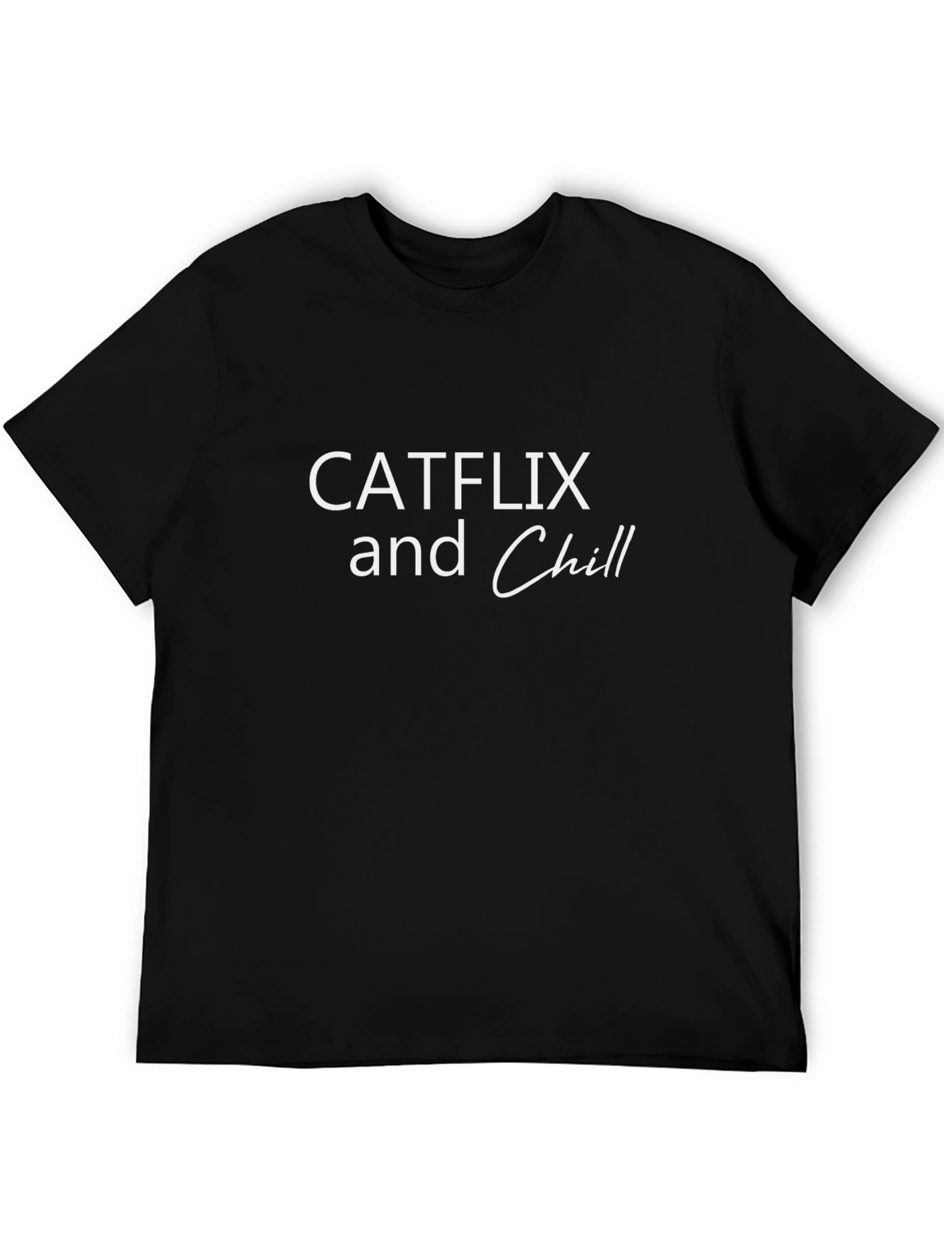 Catflix and Chill Graphic T-Shirt - Black