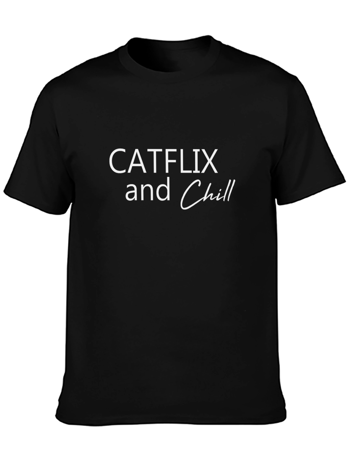 Catflix and Chill Graphic T-Shirt - Black