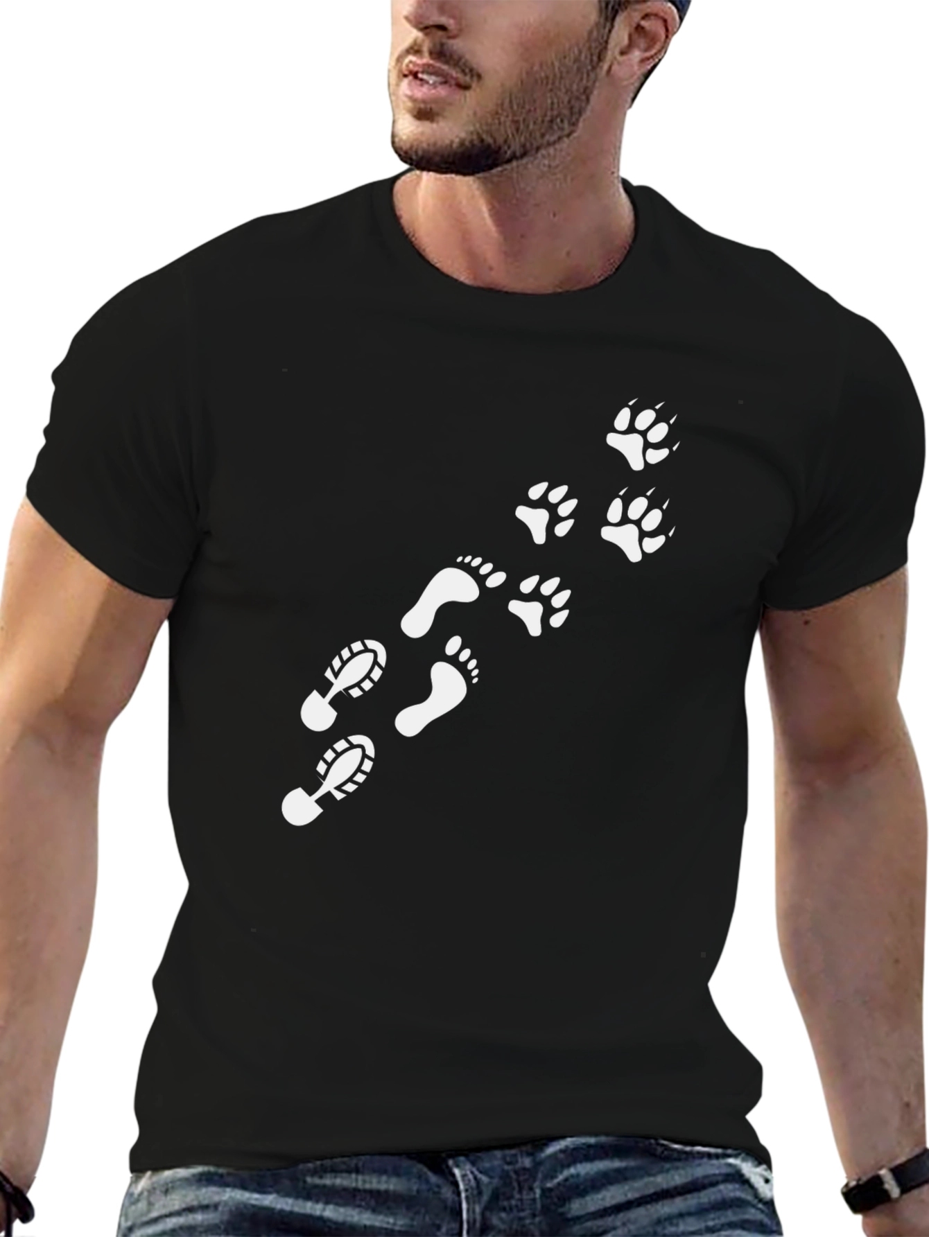 Footsteps to Paw Prints Black Tee