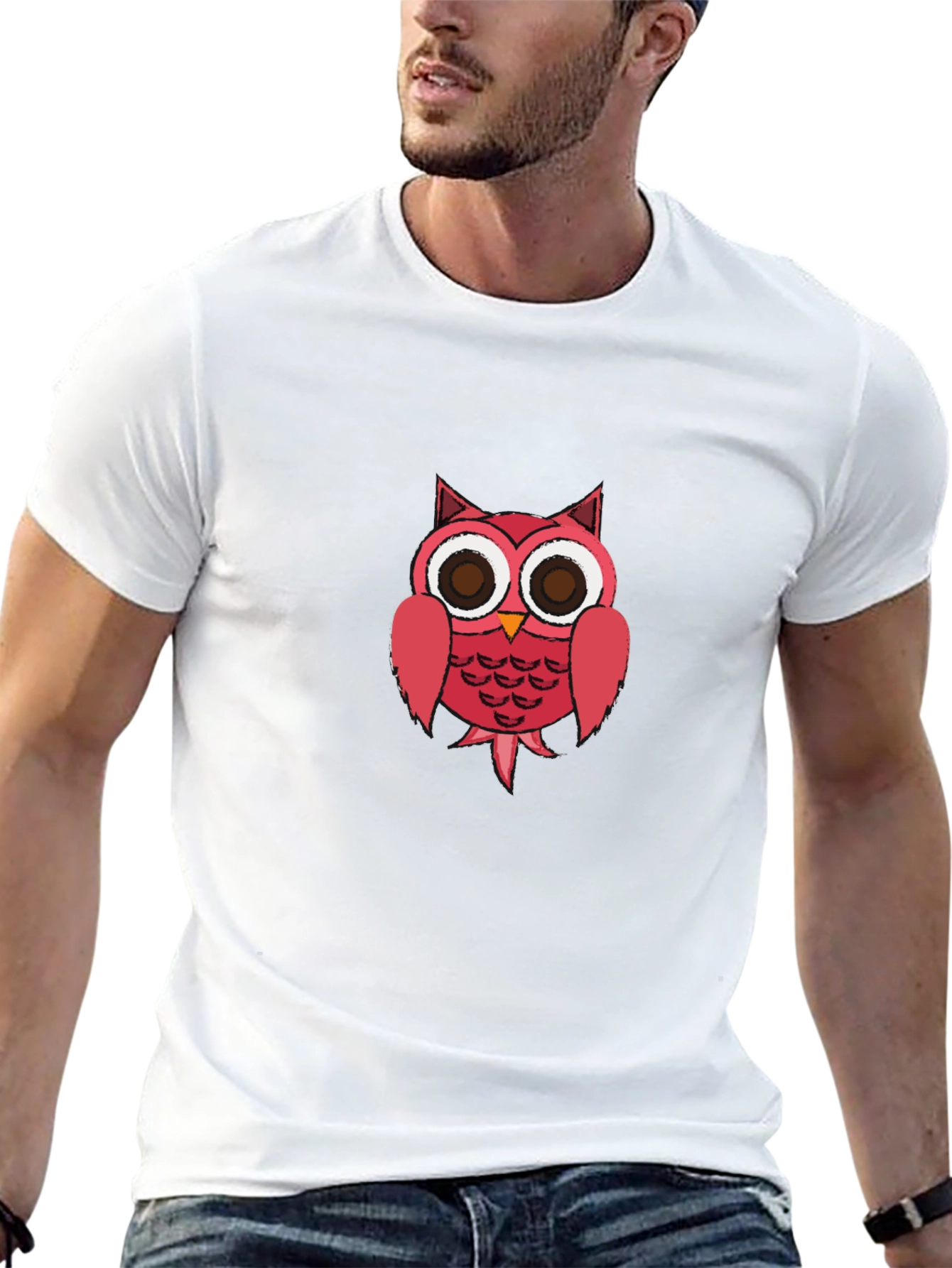 Owl Graphic Print Mens Black T-Shirt