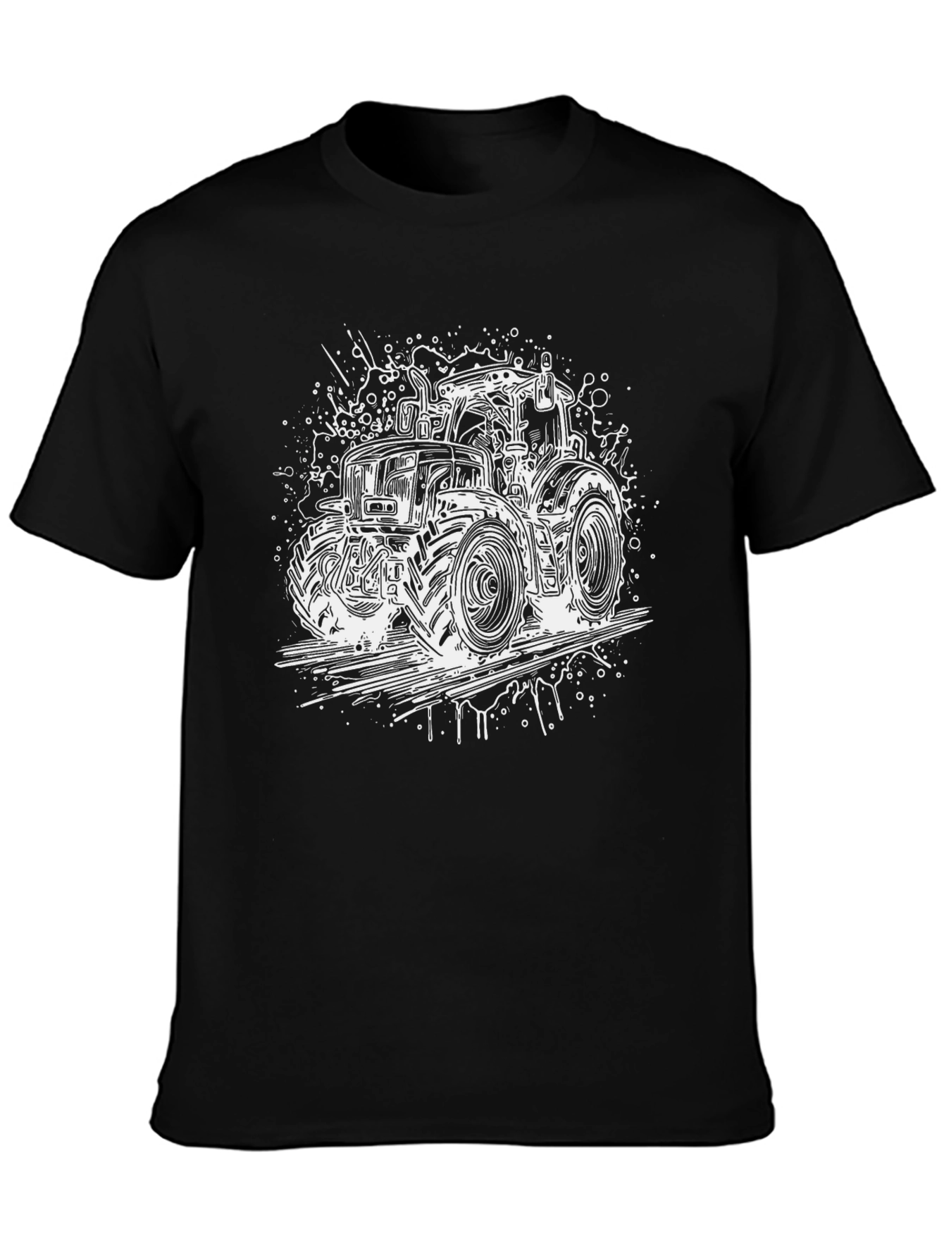 Tractor Graphic Tee - Black Cotton Farm Shirt
