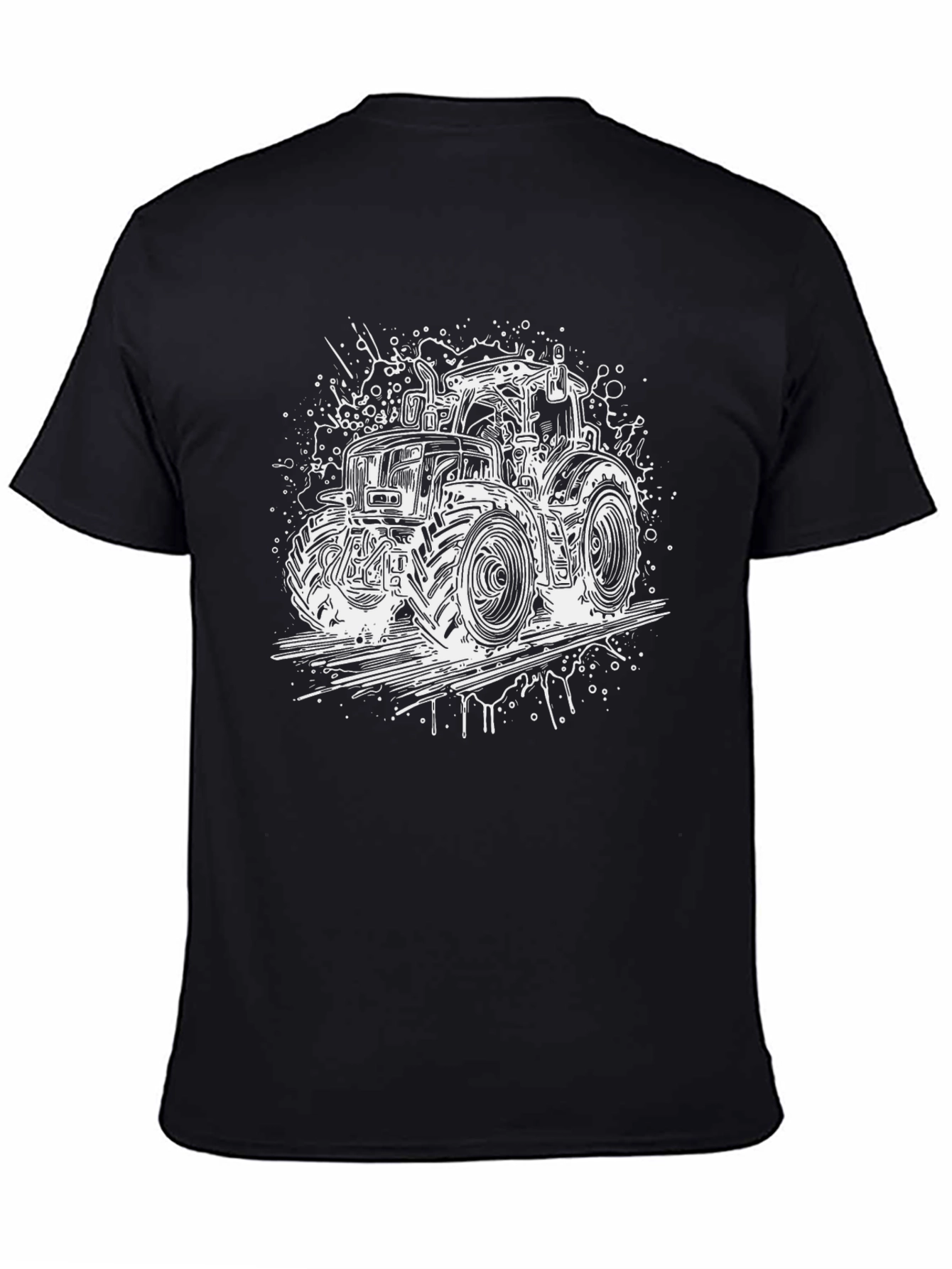 Tractor Graphic Tee - Black Cotton Farm Shirt