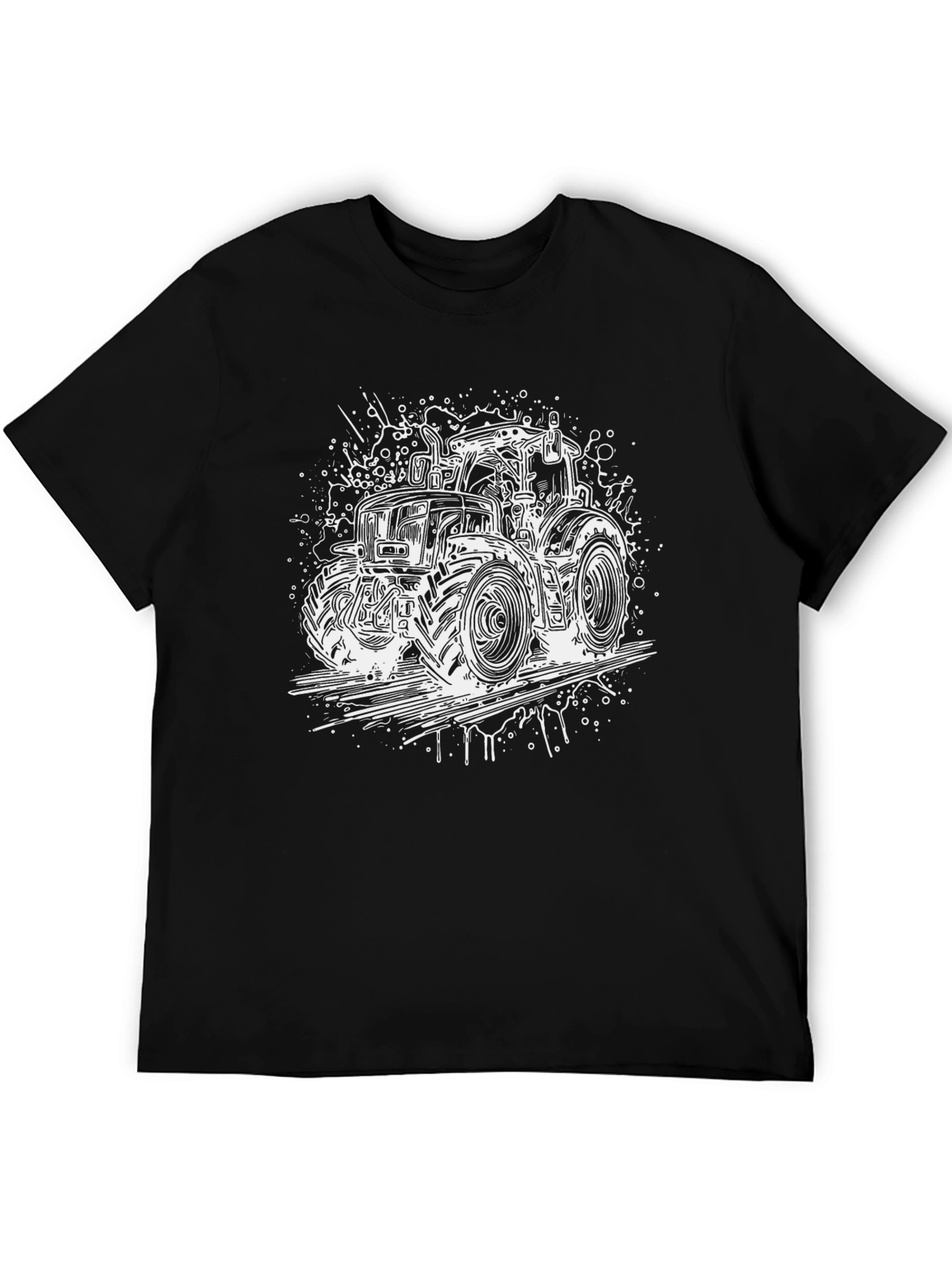 Tractor Graphic Tee - Black Cotton Farm Shirt