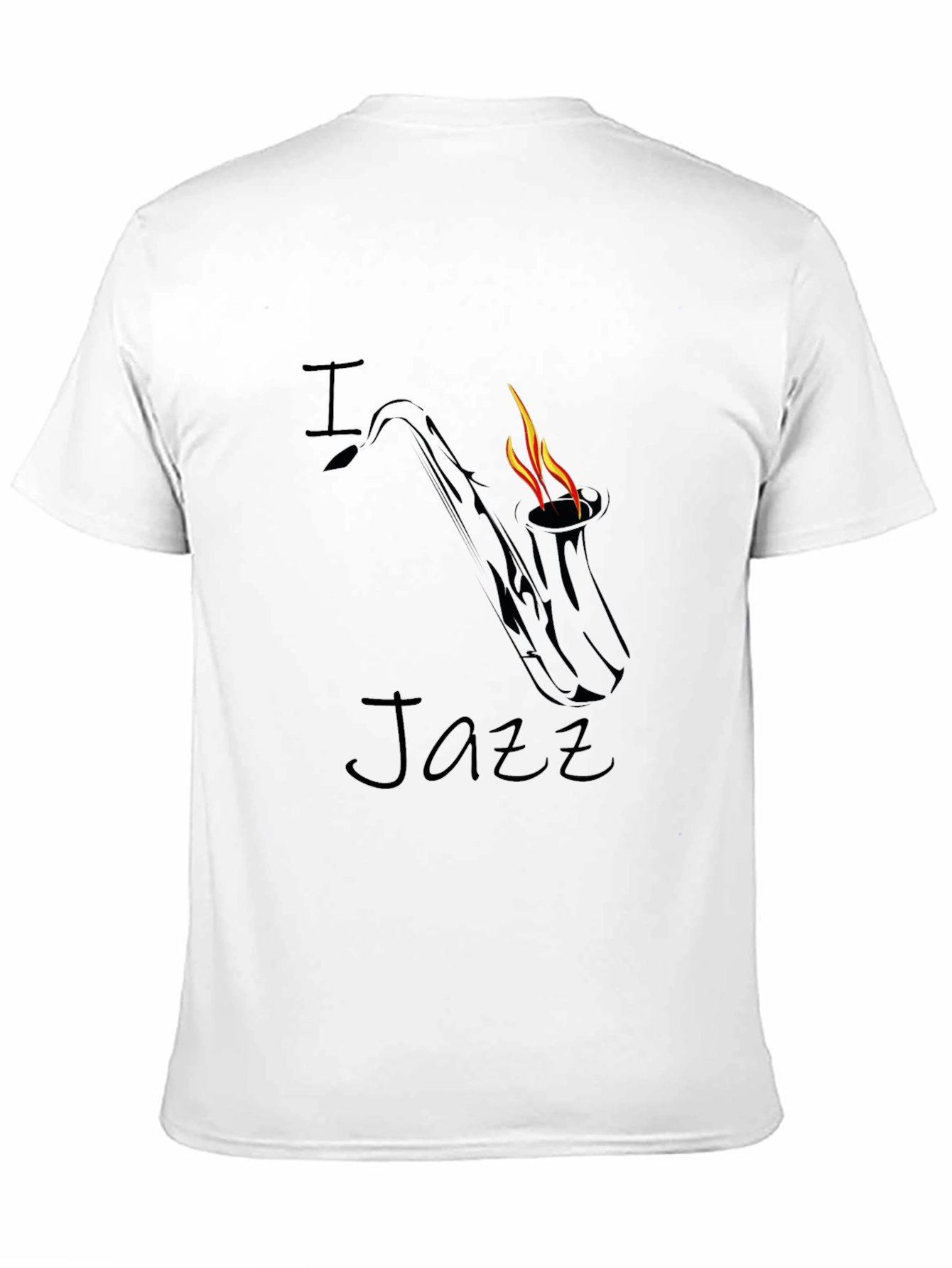 I Love Jazz Saxophone Flame Graphic Black T-Shirt
