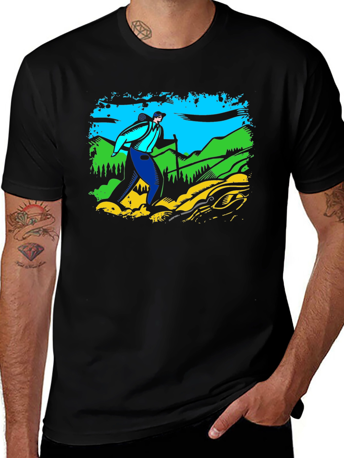 Hiker Graphic T-Shirt - Black Cotton Tee