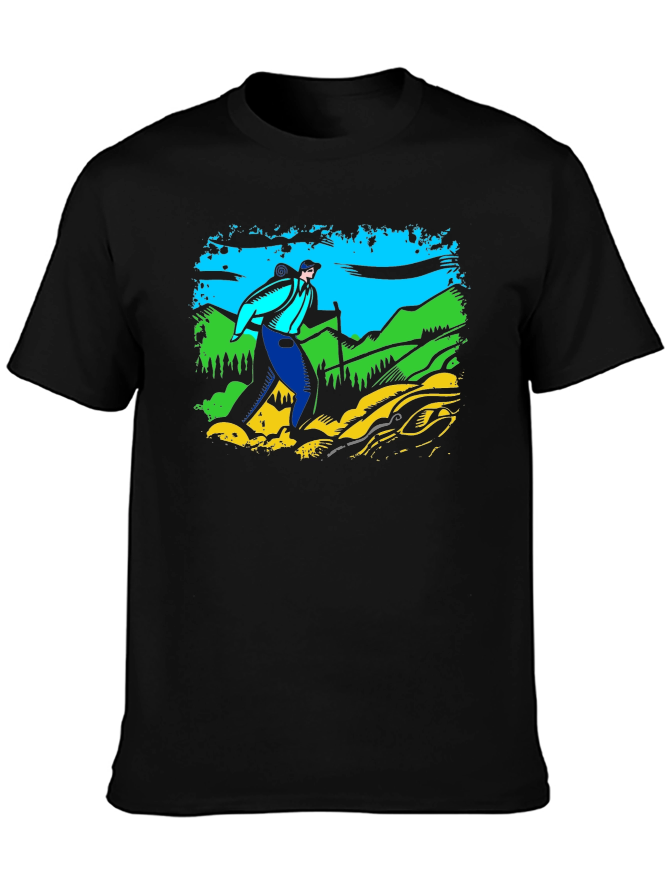 Hiker Graphic T-Shirt - Black Cotton Tee