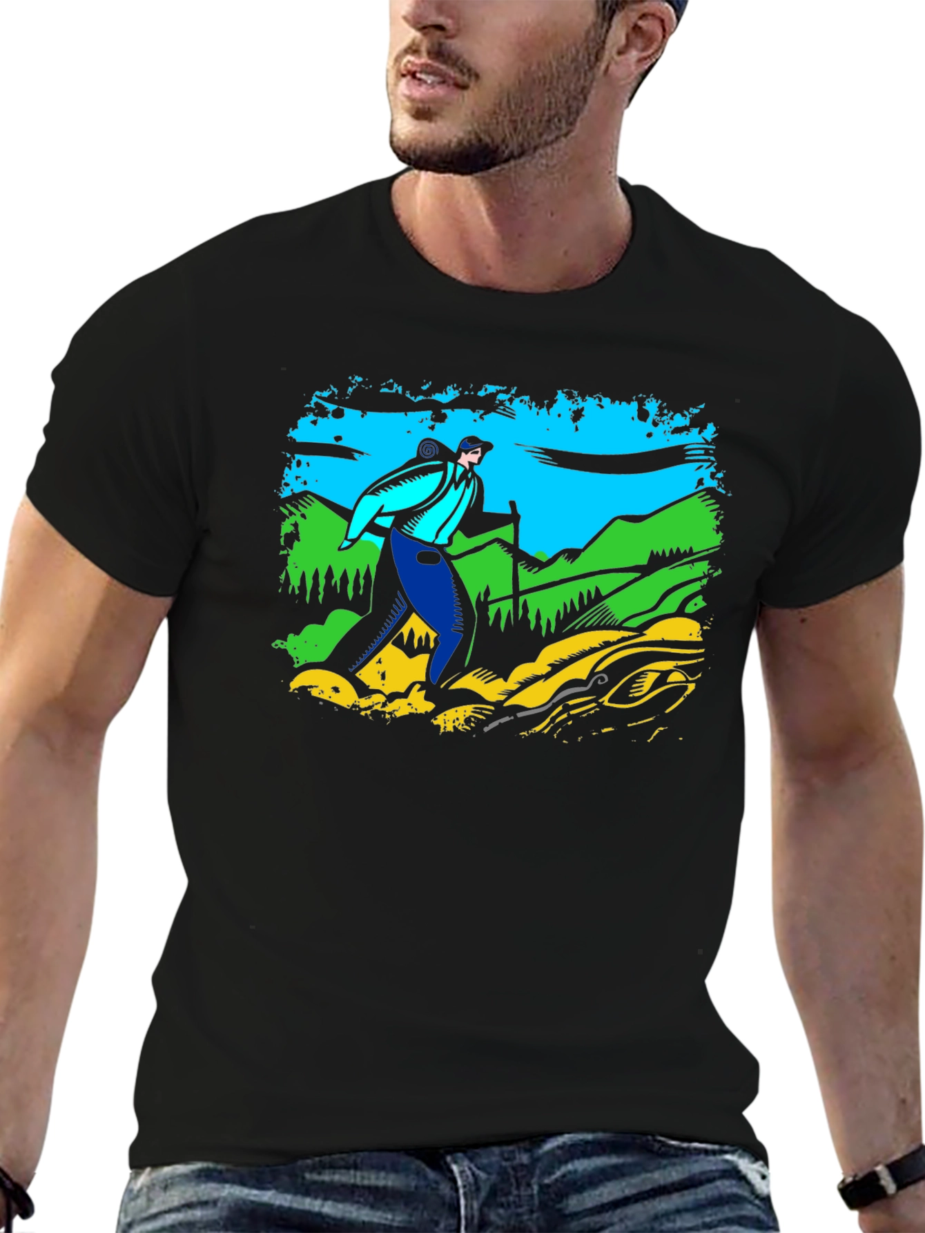 Hiker Graphic T-Shirt - Black Cotton Tee