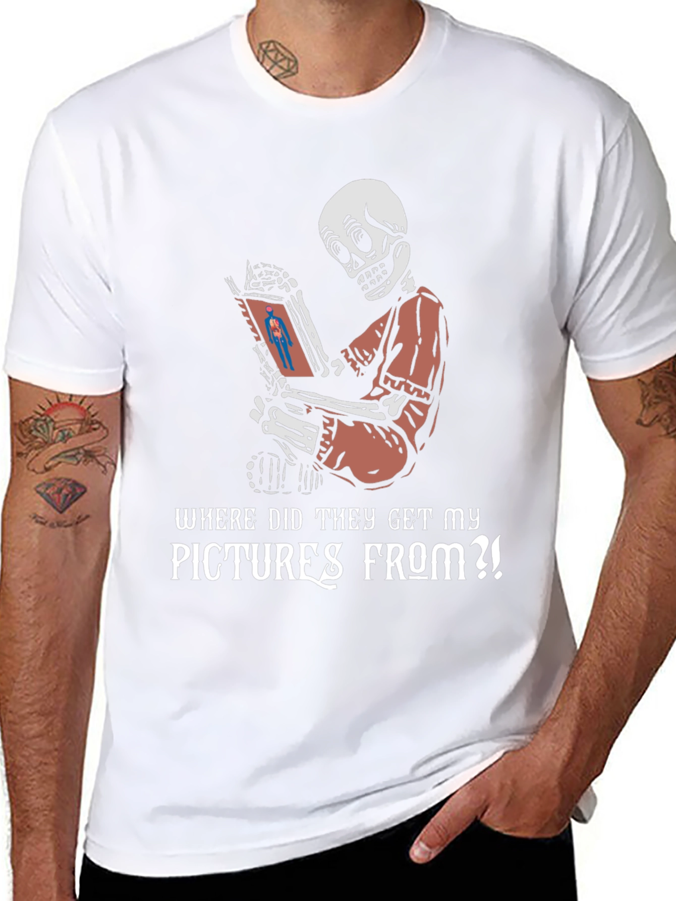 Skeleton Reading T-Shirt - Funny Halloween Graphic Tee
