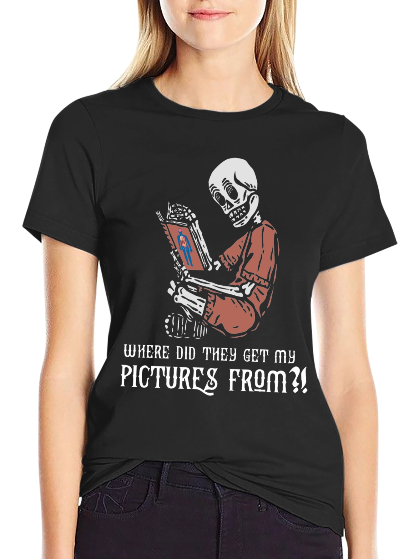 Skeleton Reading T-Shirt - Funny Halloween Graphic Tee