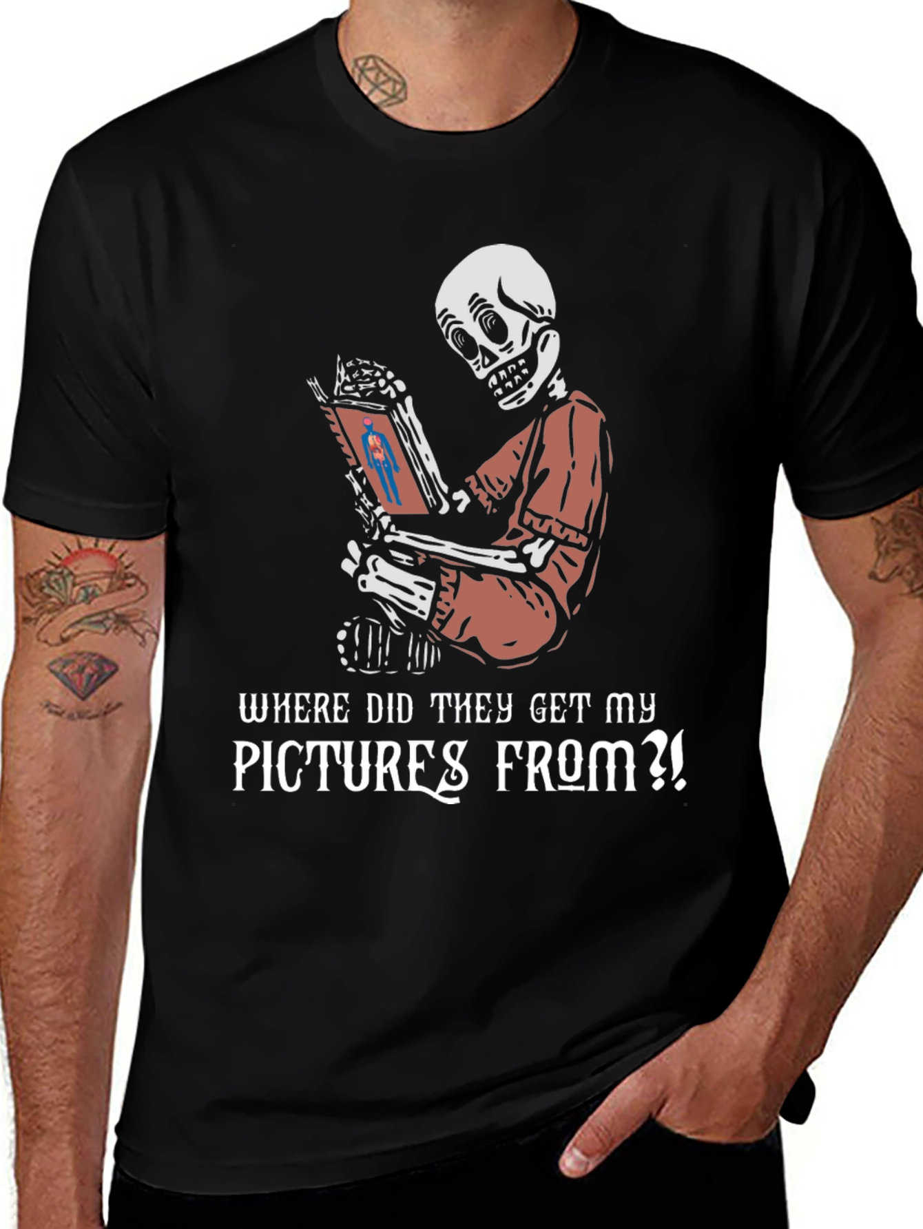 Skeleton Reading T-Shirt - Funny Halloween Graphic Tee