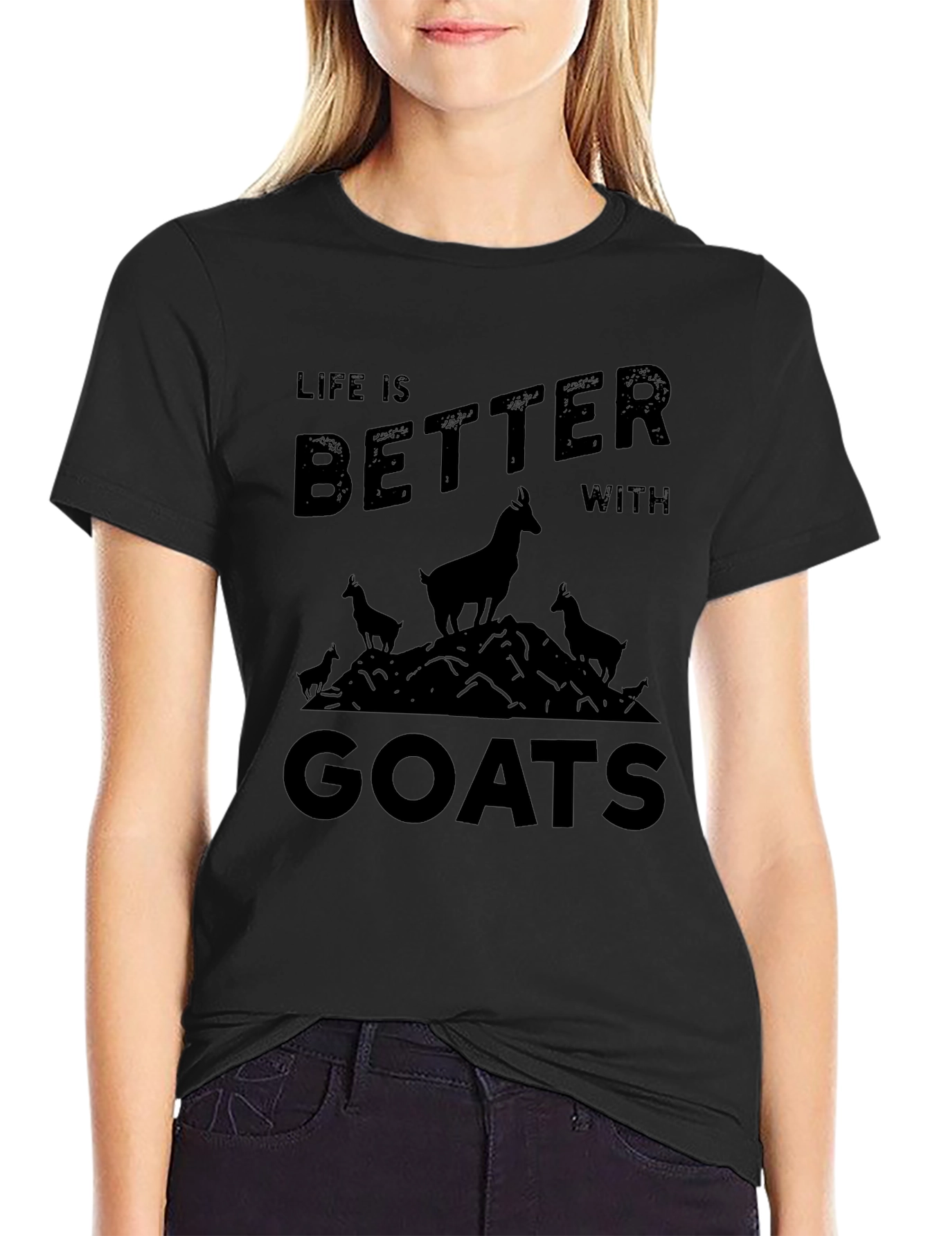 Life is Better with Goats Black T-Shirt