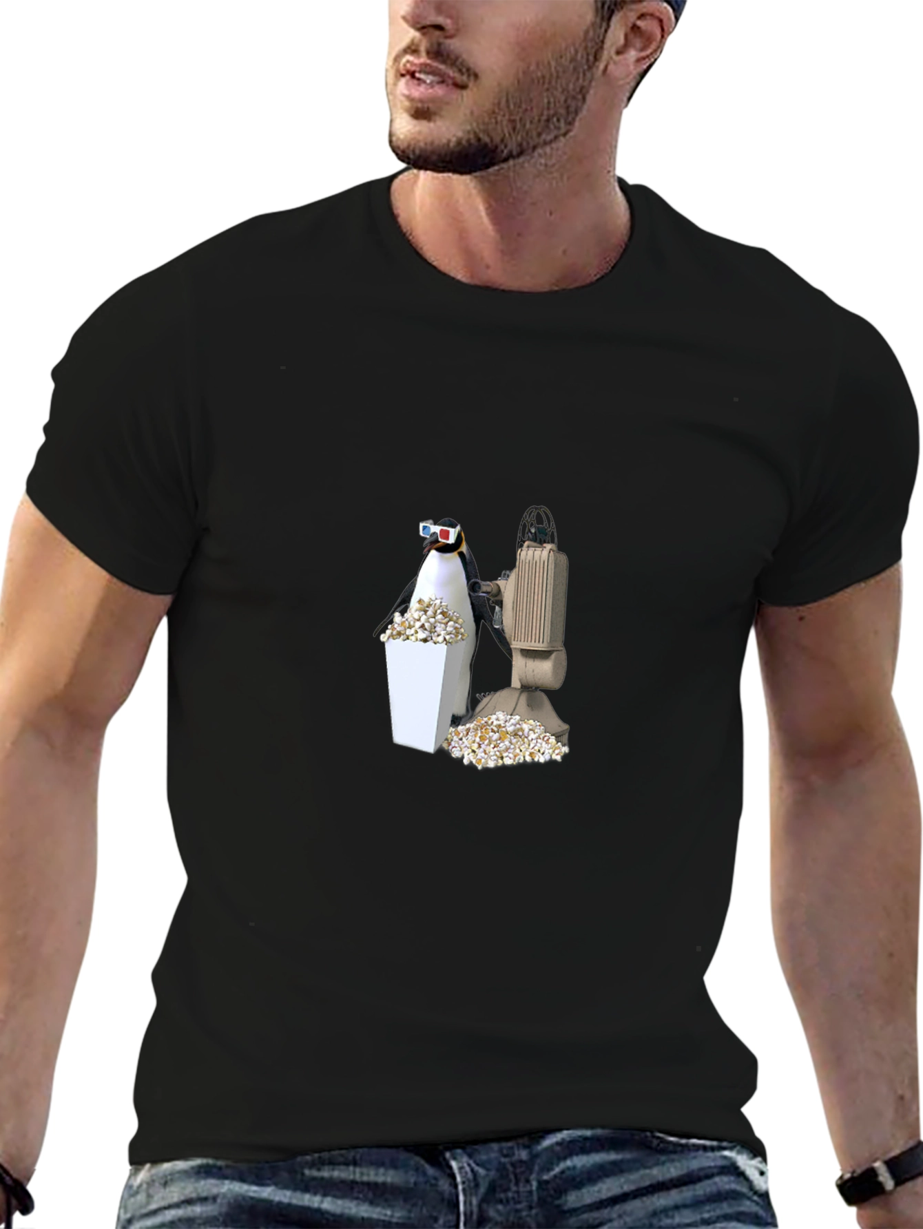 Penguin Movie Night Black T-Shirt