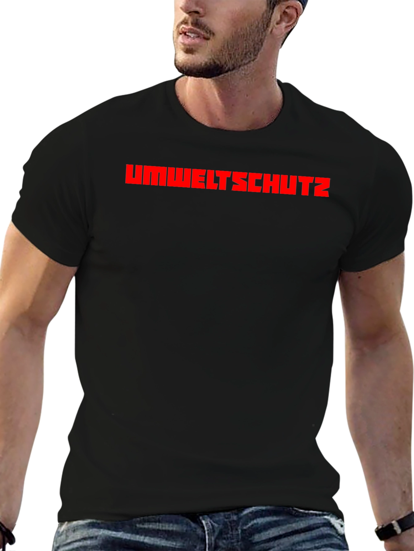 Umweltschutz T-Shirt - Black Crew Neck Tee