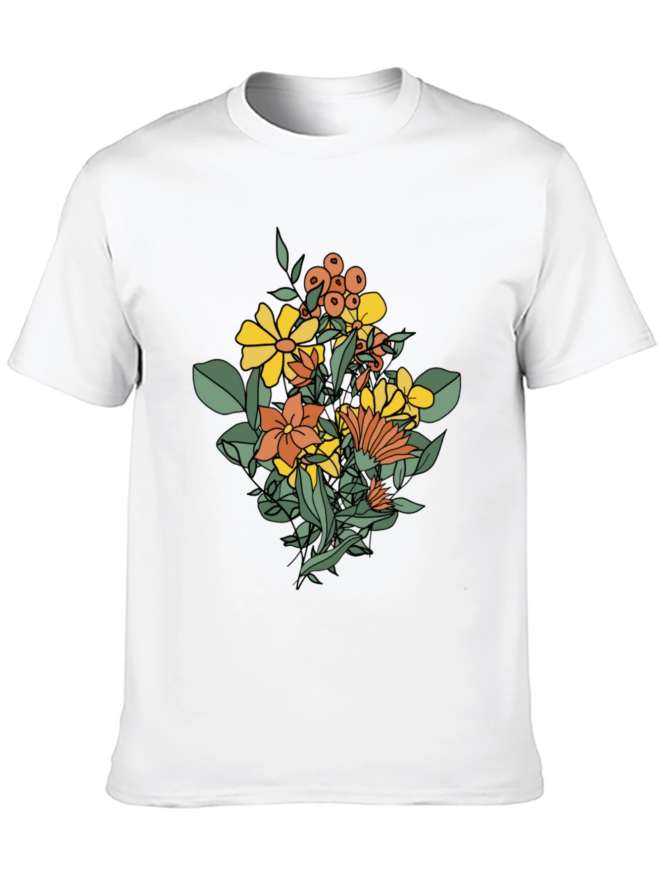 Floral Graphic Print Black T-Shirt