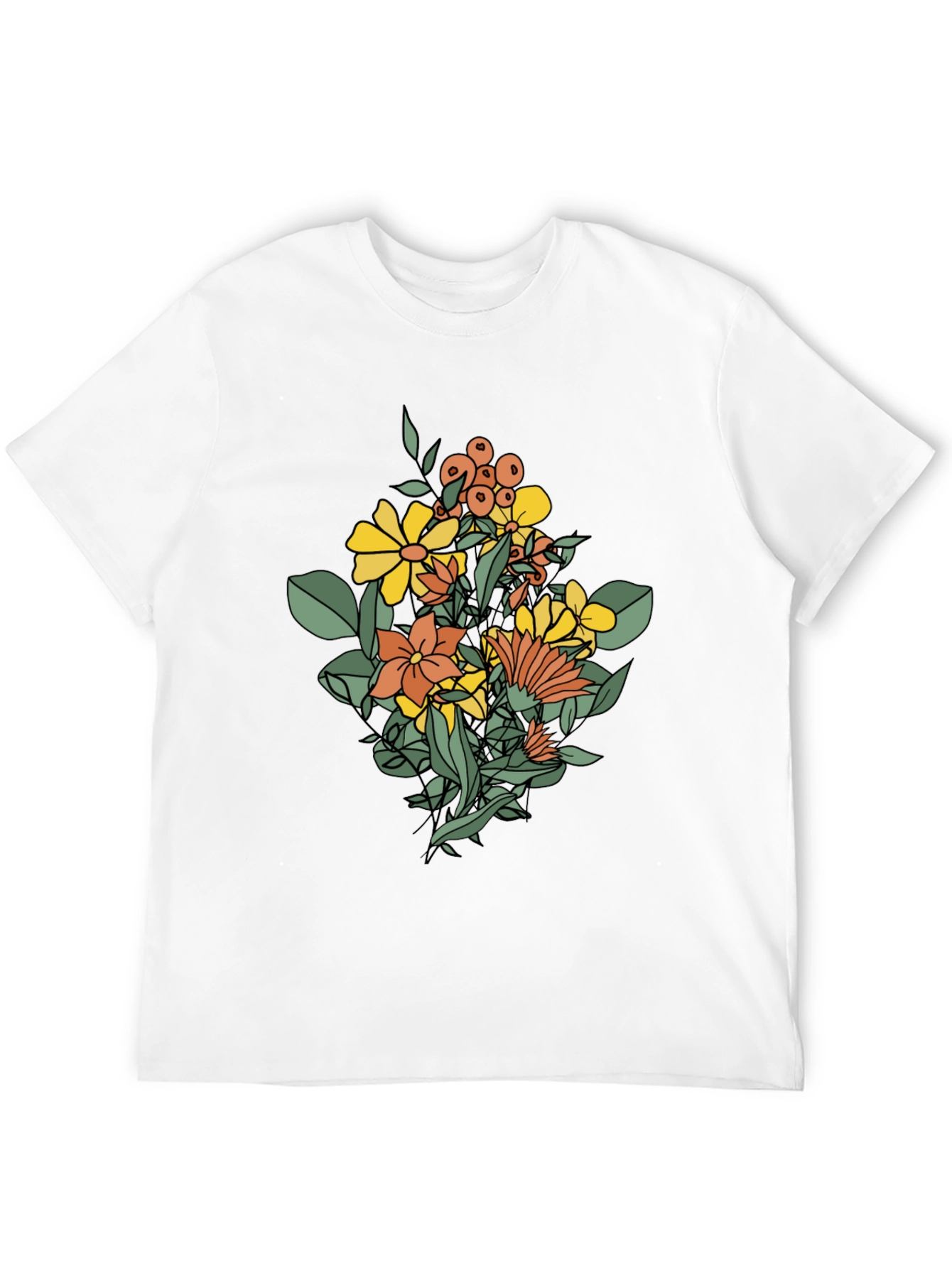 Floral Graphic Print Black T-Shirt