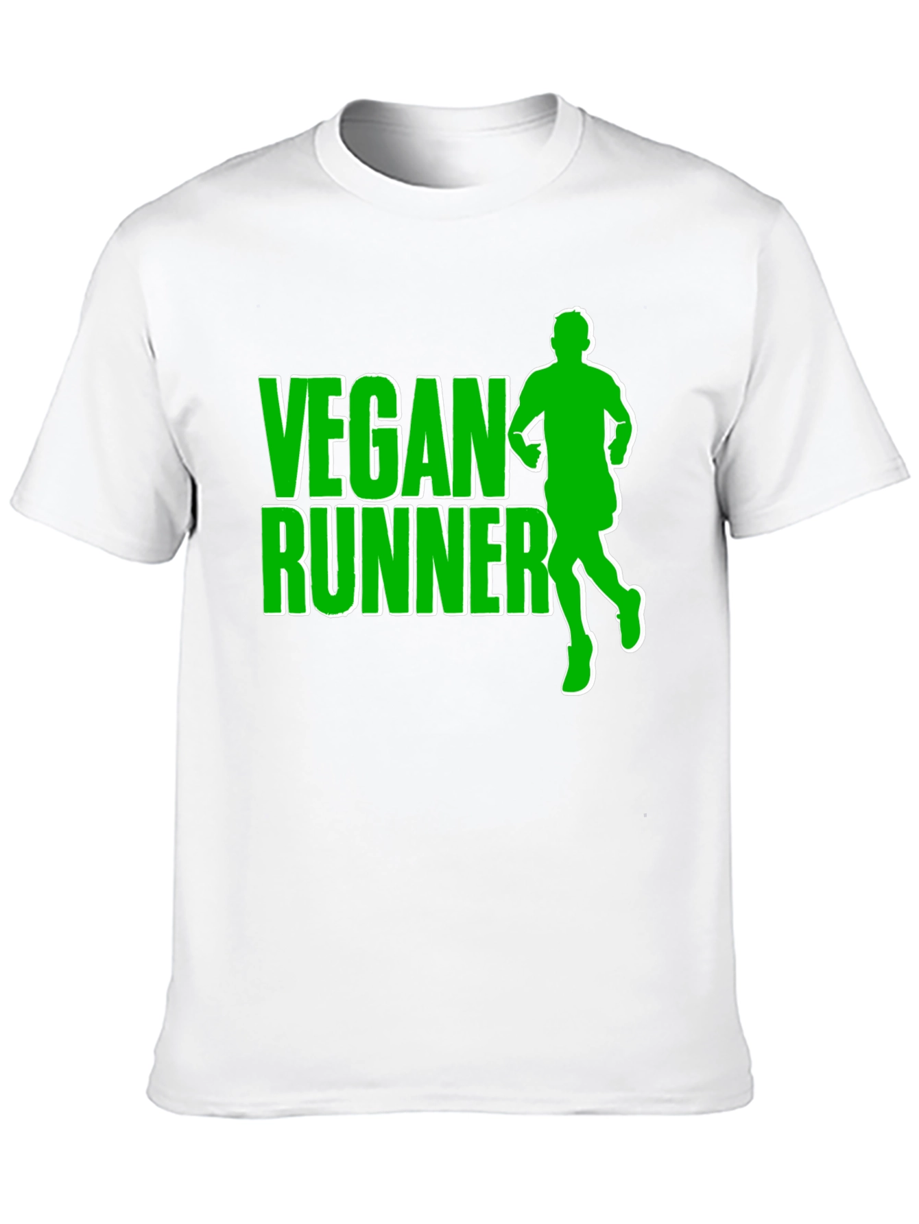 Vegan Runner T-Shirt: Black Tee with Green Graphic