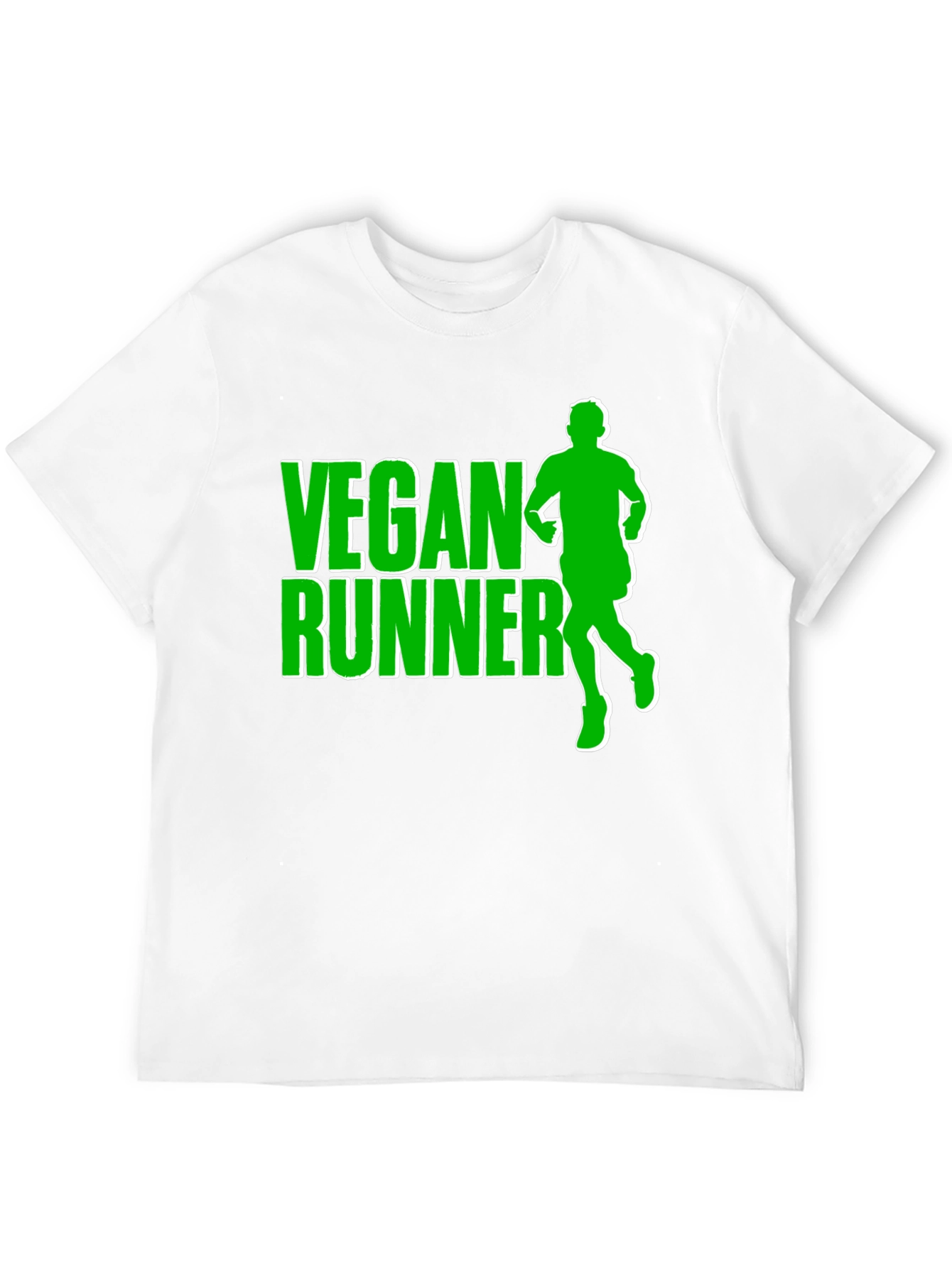 Vegan Runner T-Shirt: Black Tee with Green Graphic