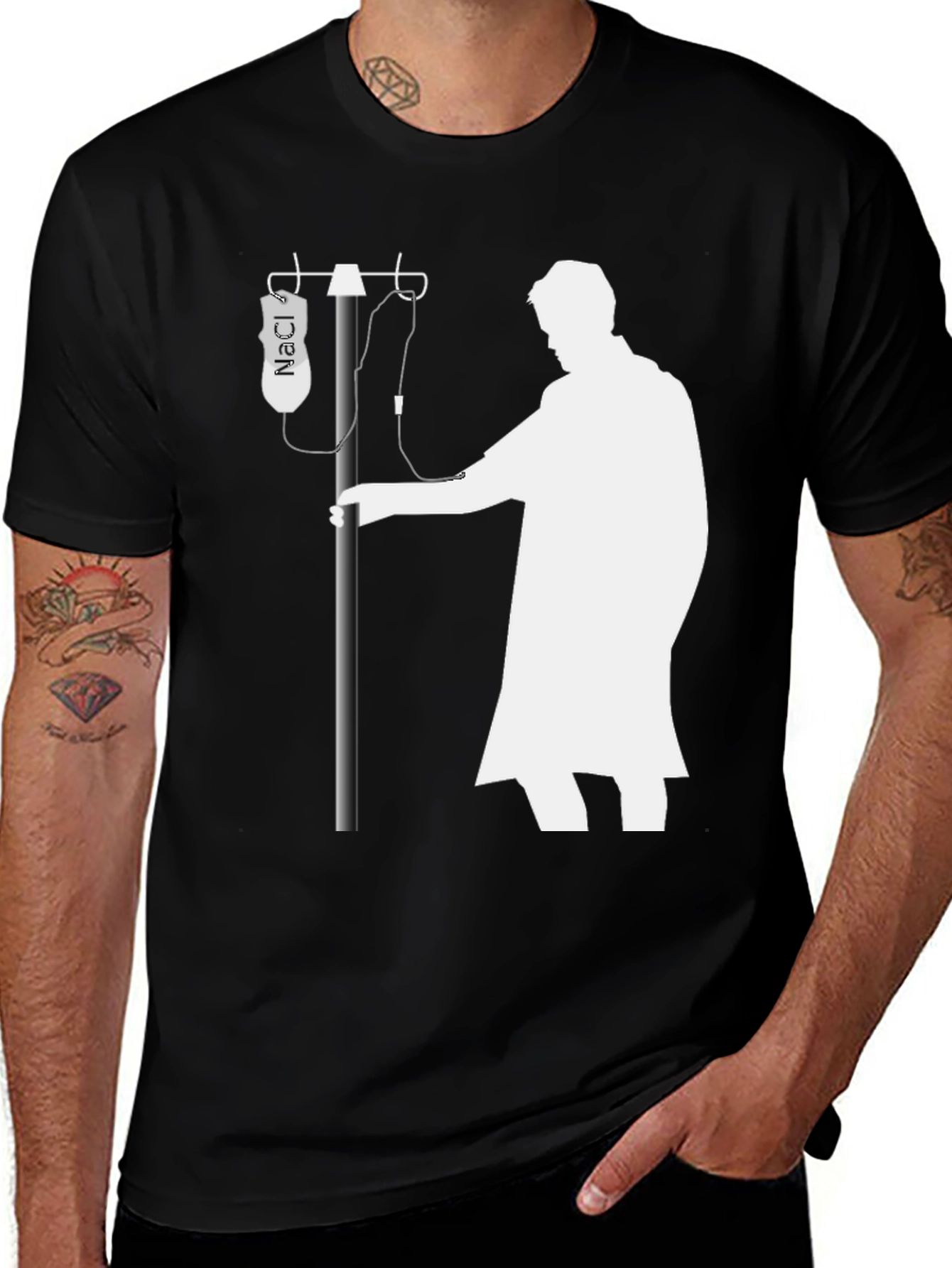 NaCl IV Bag Funny Black T-Shirt