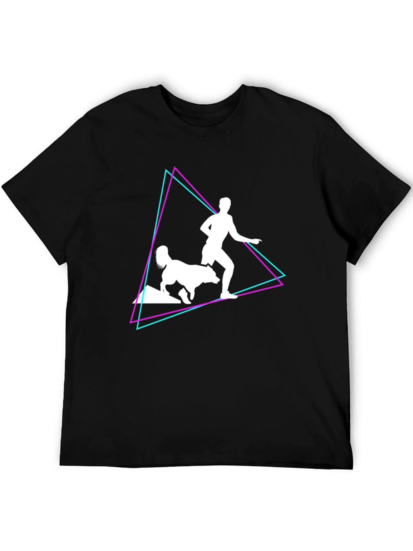 Retro Runner & Dog T-Shirt – Vintage Neon Dog Lover Graphic Tee Gift