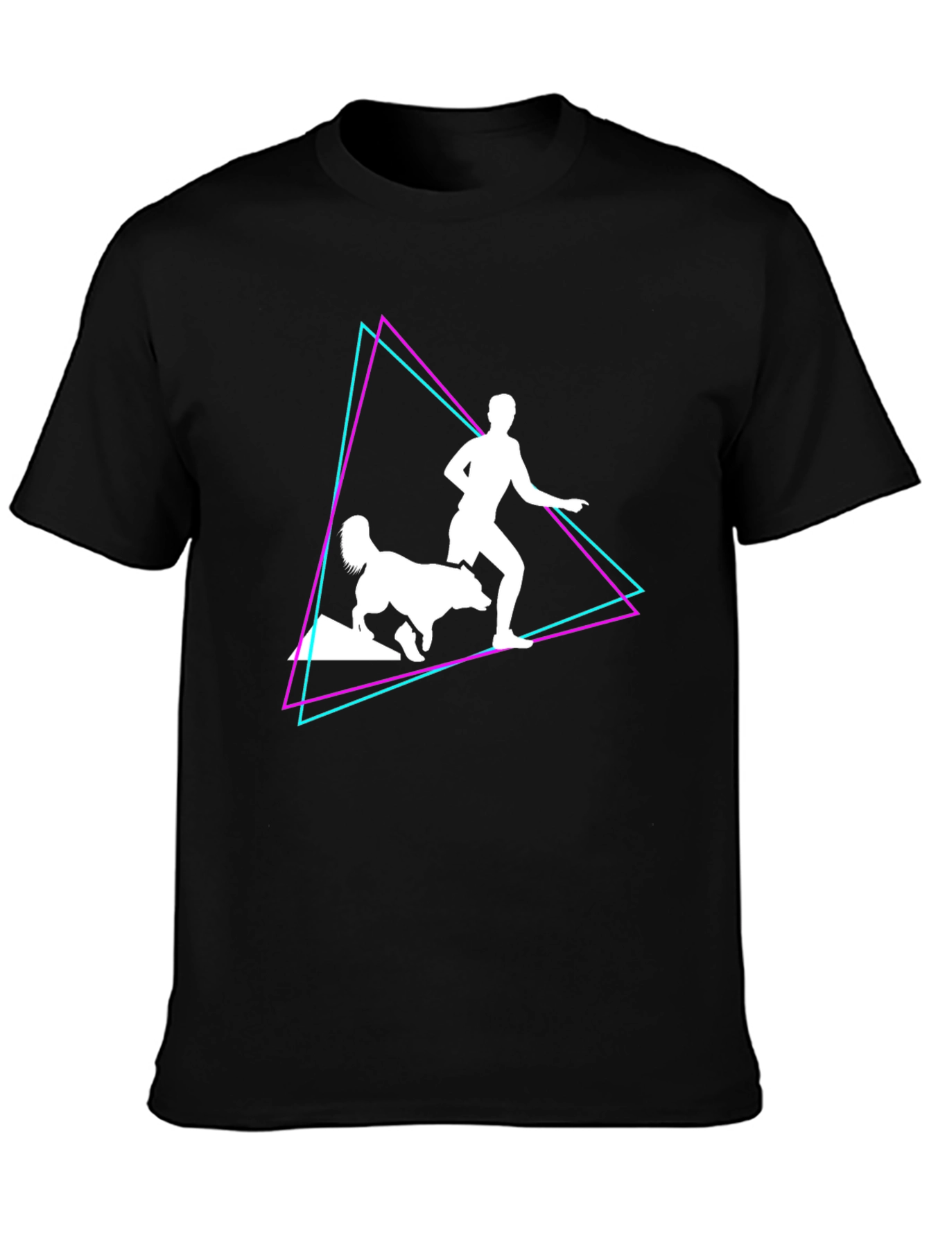Retro Runner & Dog T-Shirt – Vintage Neon Dog Lover Graphic Tee Gift