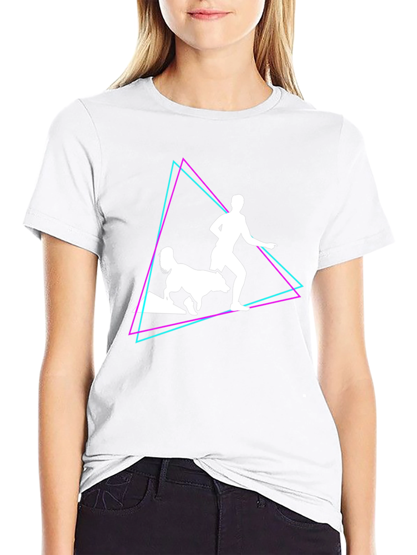 Retro Runner & Dog T-Shirt – Vintage Neon Dog Lover Graphic Tee Gift