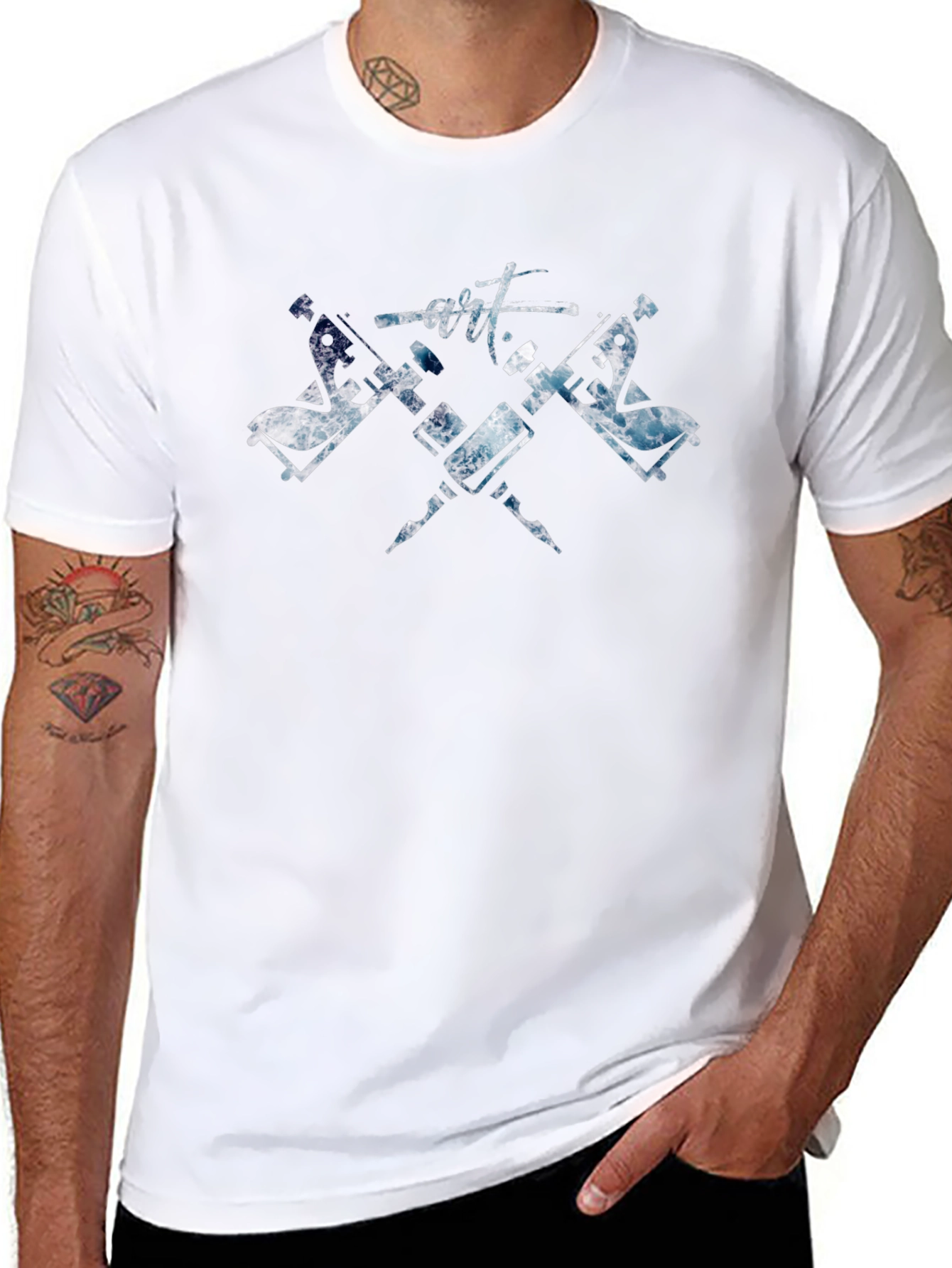 Artistic Tattoo Machine T-Shirt - Black Cotton Tee