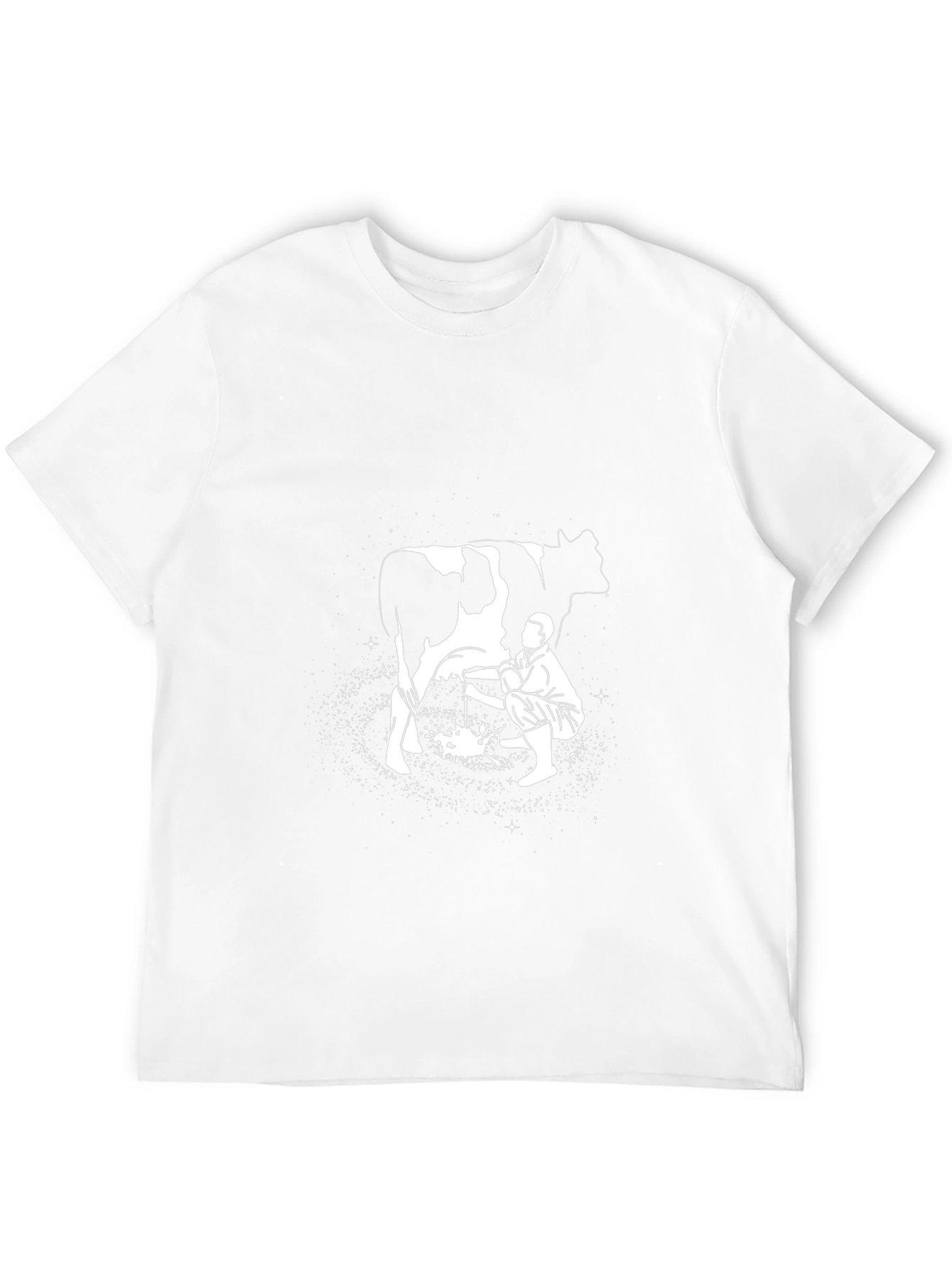 Man Milking Cow Graphic Tee - Black