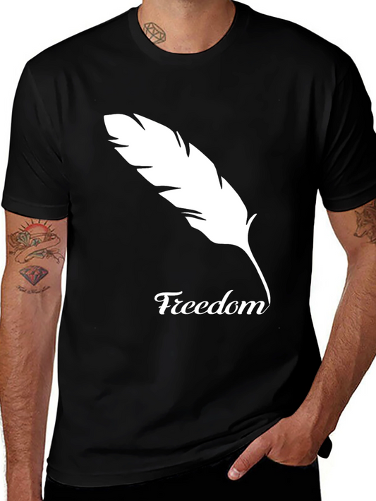 Freedom Feather Graphic Tee - Soft Black Cotton
