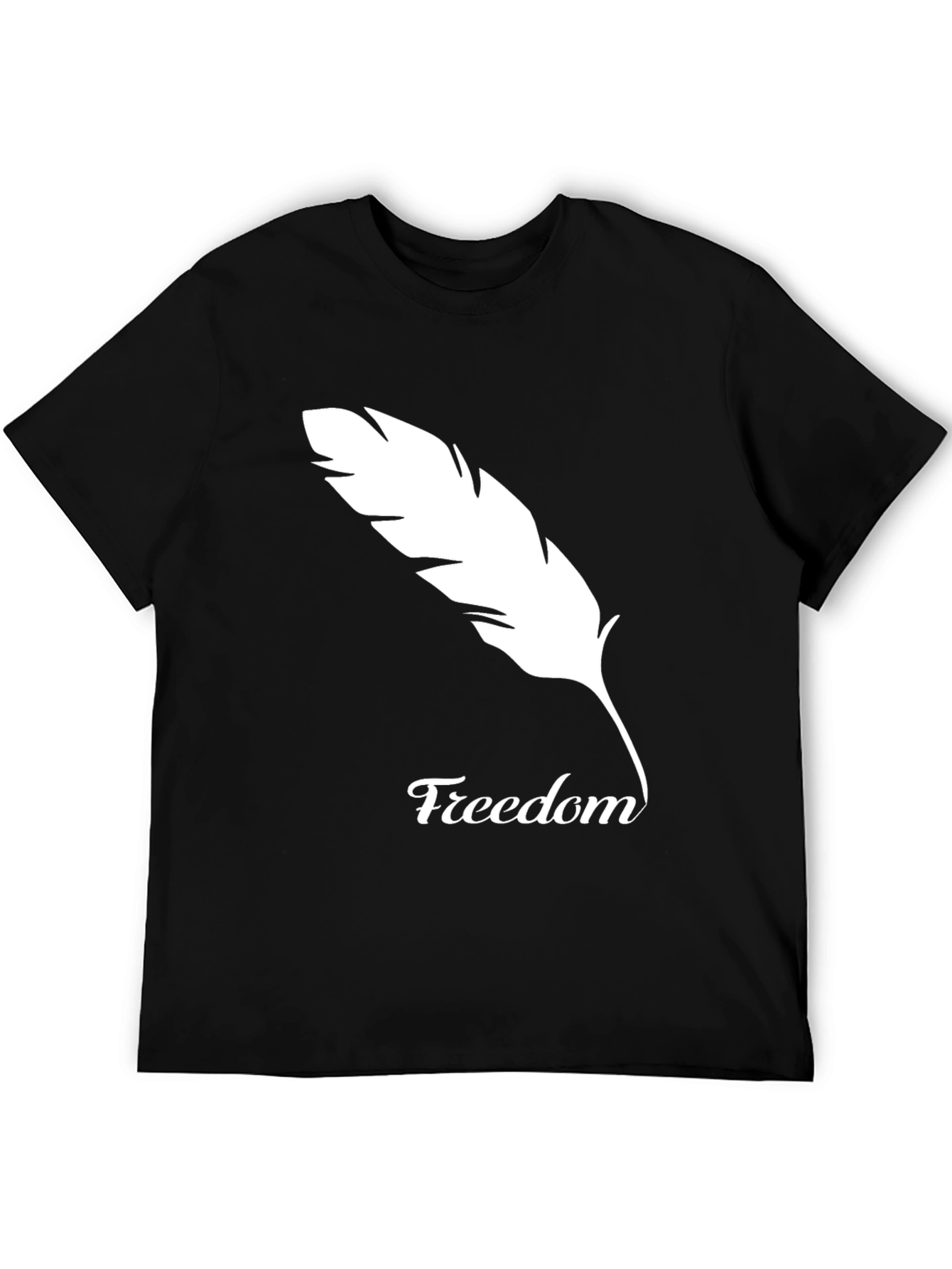 Freedom Feather Graphic Tee - Soft Black Cotton