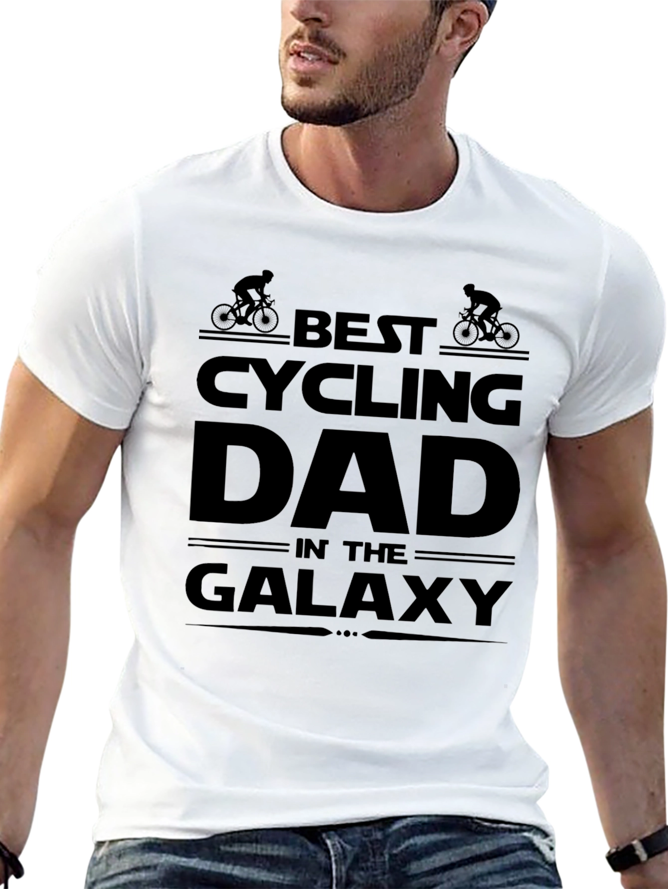 Best Cycling Dad Galaxy Black T-Shirt