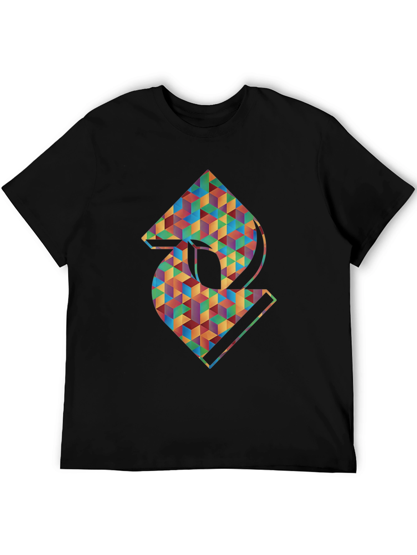 Geometric Abstract Graphic Mens Black T-Shirt