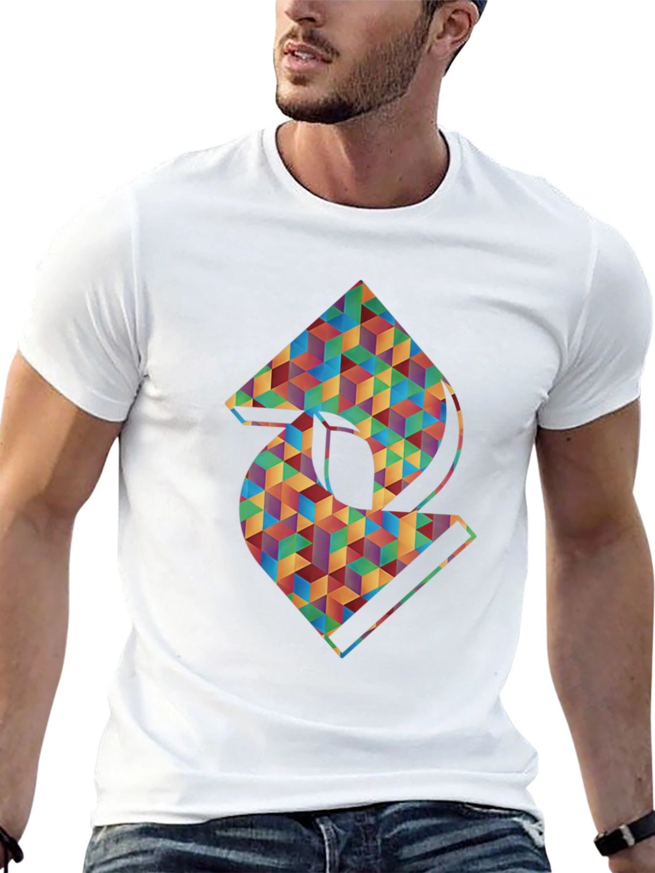 Geometric Abstract Graphic Mens Black T-Shirt