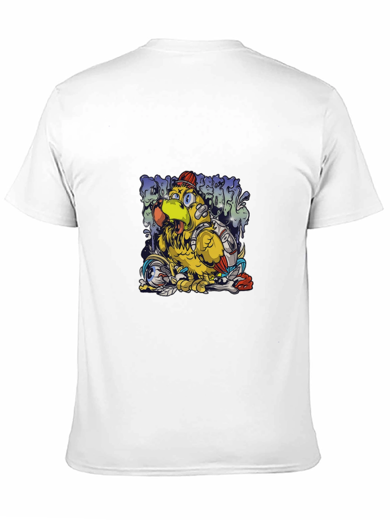 Cool Cartoon Bird Graphic Black T-Shirt