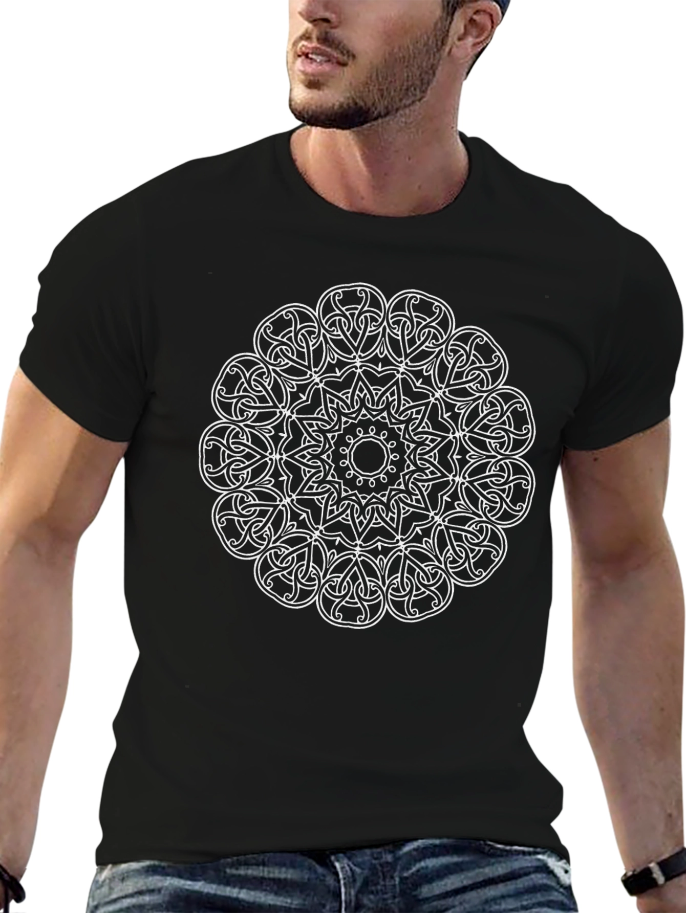 Mandala Graphic Print Black T-Shirt