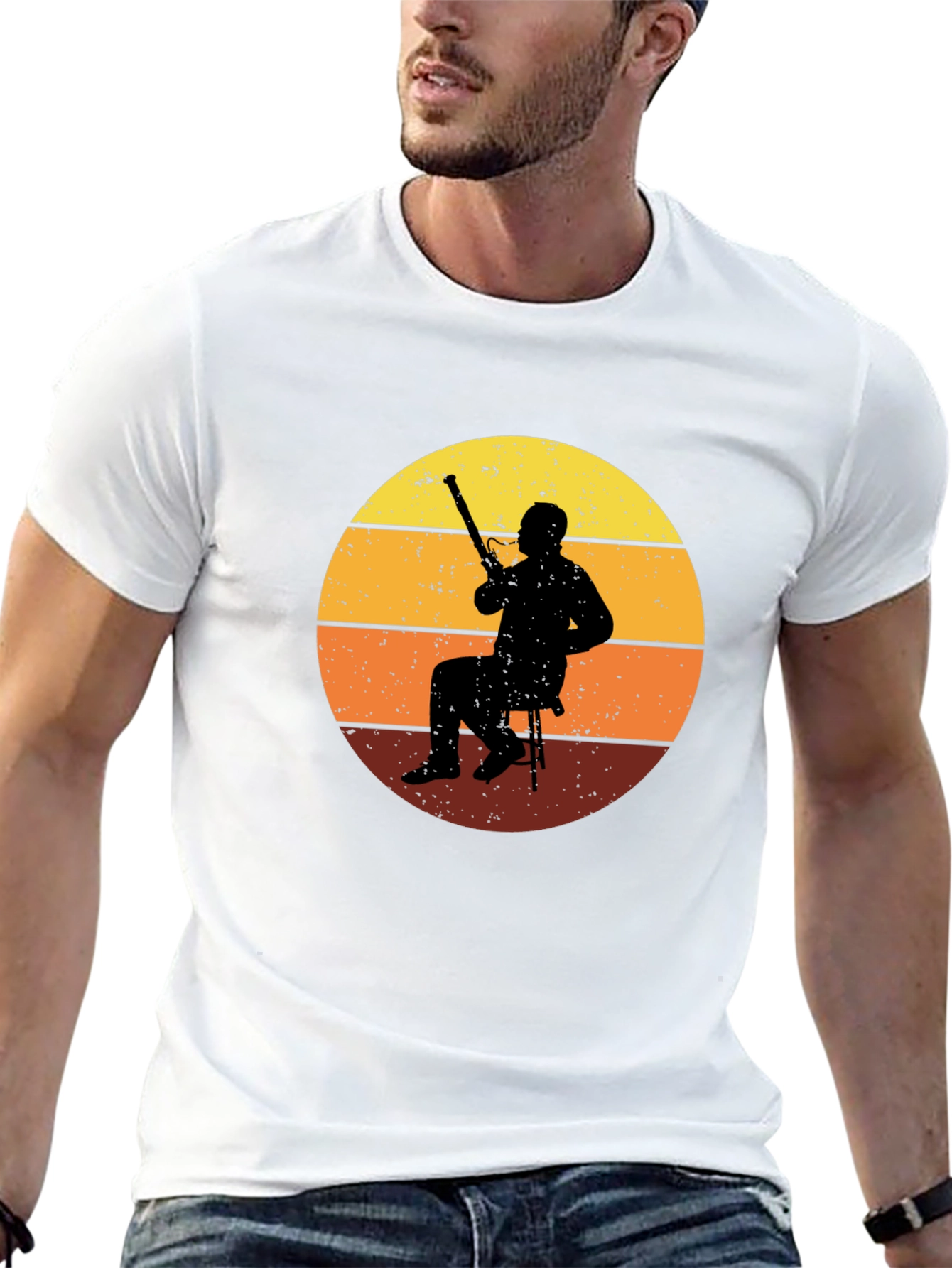 Bassoon Player Retro Sunset Graphic Tee