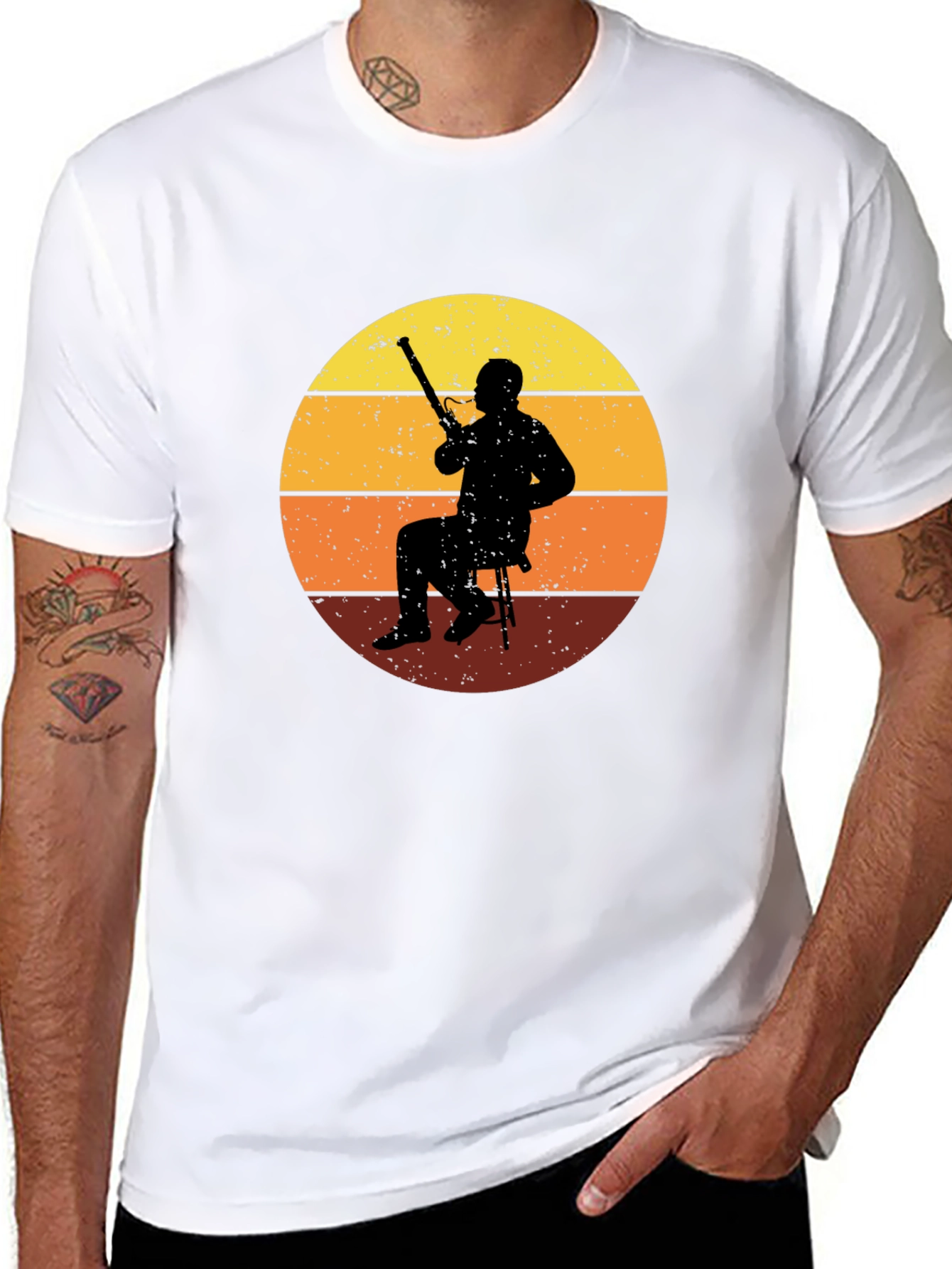 Bassoon Player Retro Sunset Graphic Tee