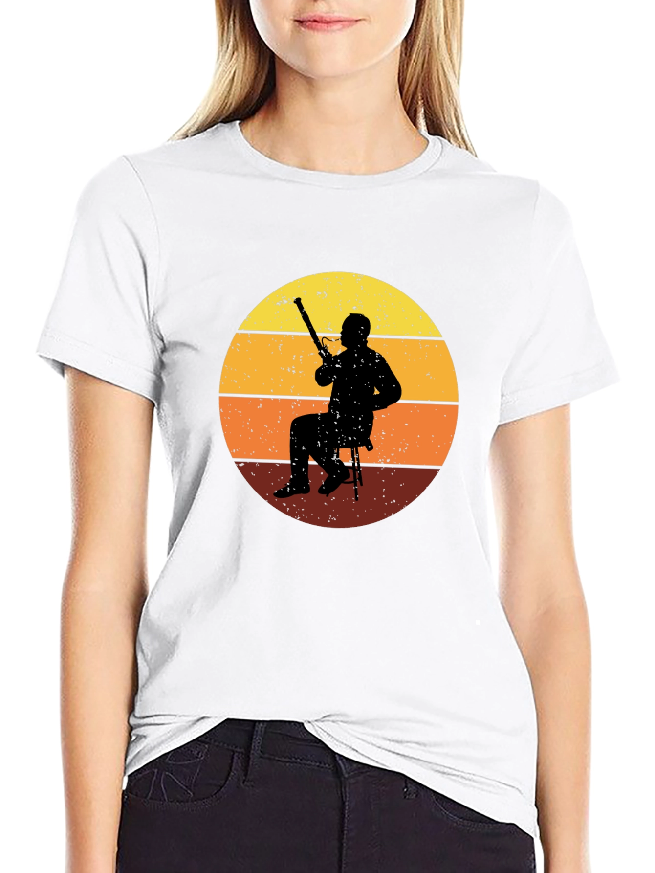 Bassoon Player Retro Sunset Graphic Tee