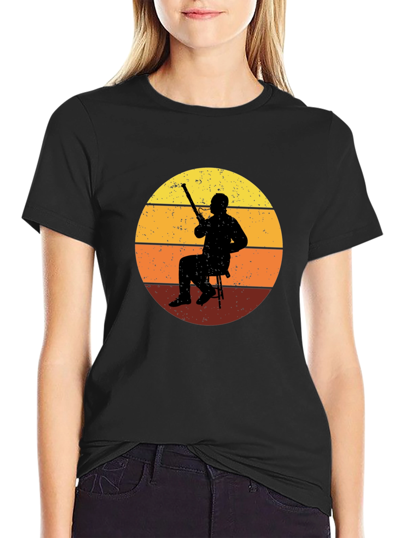 Bassoon Player Retro Sunset Graphic Tee