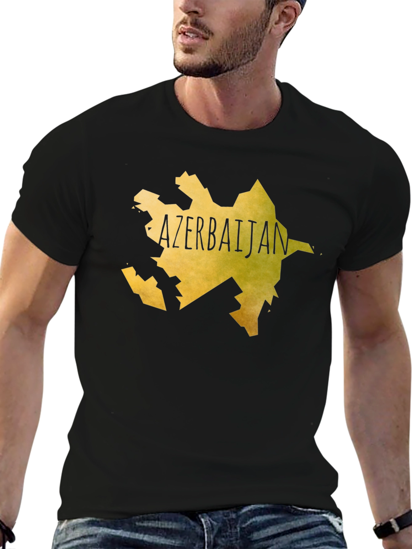 Azerbaijan Map T-Shirt - Black Cotton Tee