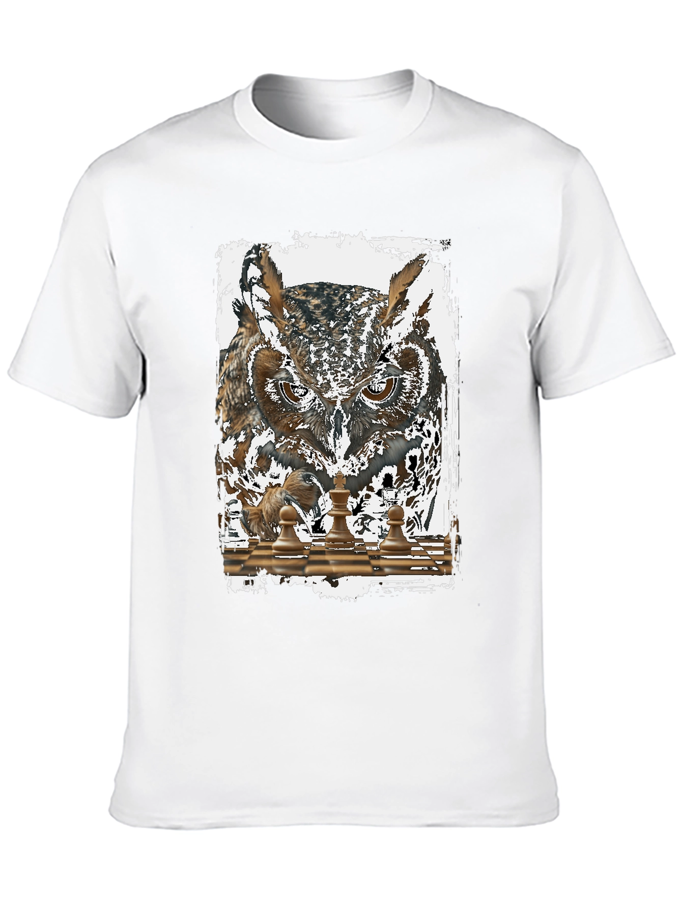 Owl Chess Graphic T-Shirt - Mens Black Tee