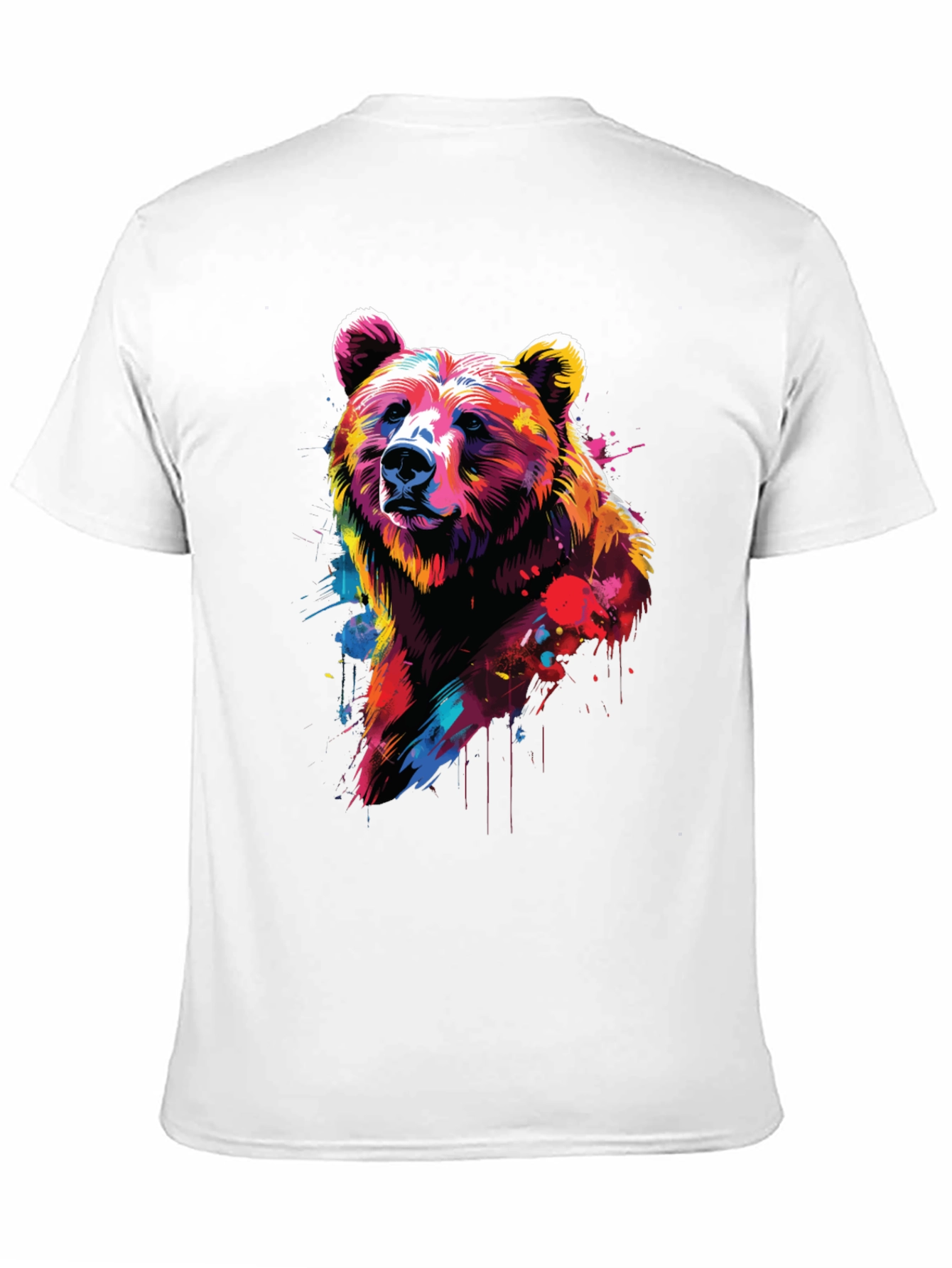 Vibrant Bear Graphic Black T-Shirt