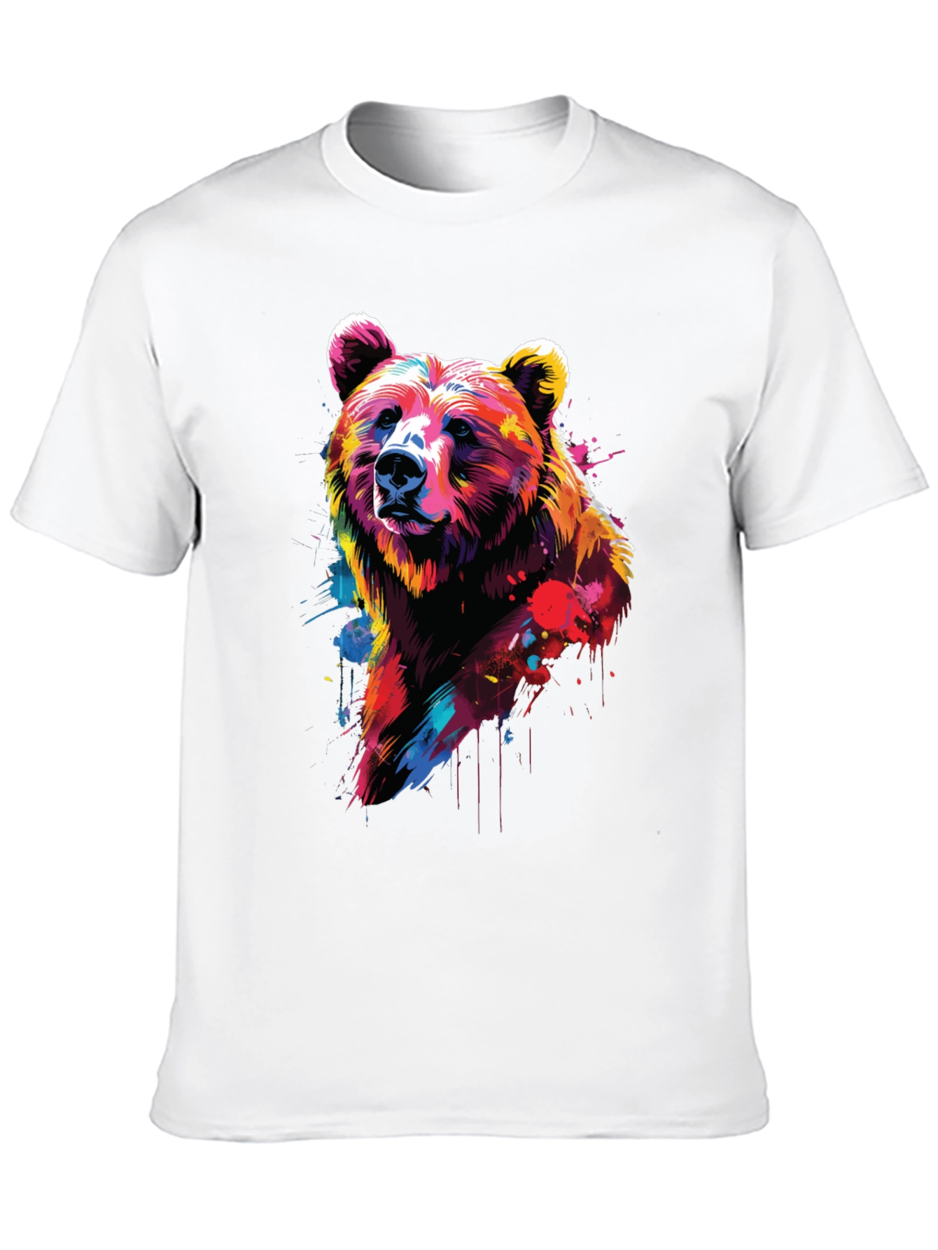 Vibrant Bear Graphic Black T-Shirt