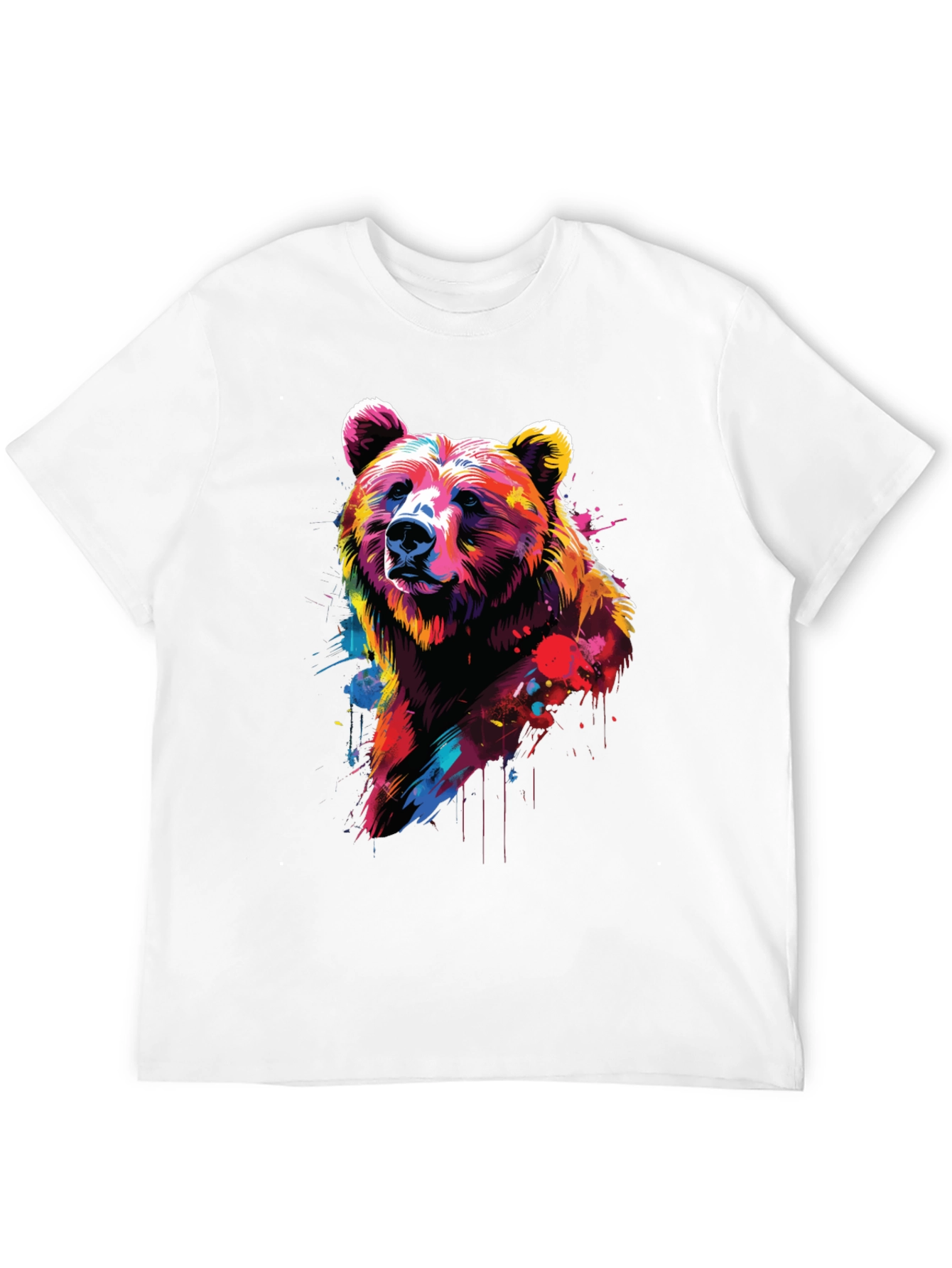 Vibrant Bear Graphic Black T-Shirt