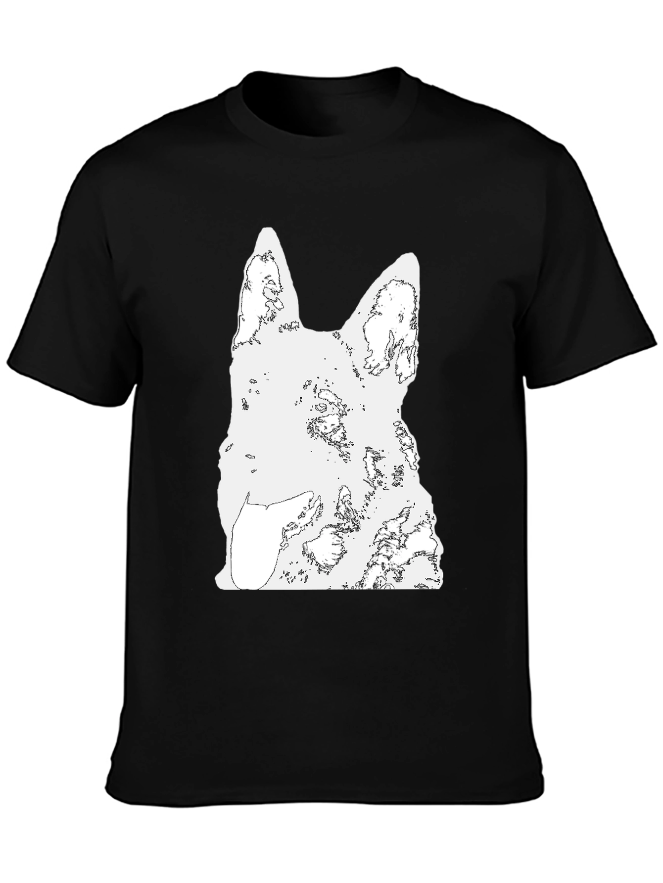 German Shepherd Outline Black Tee