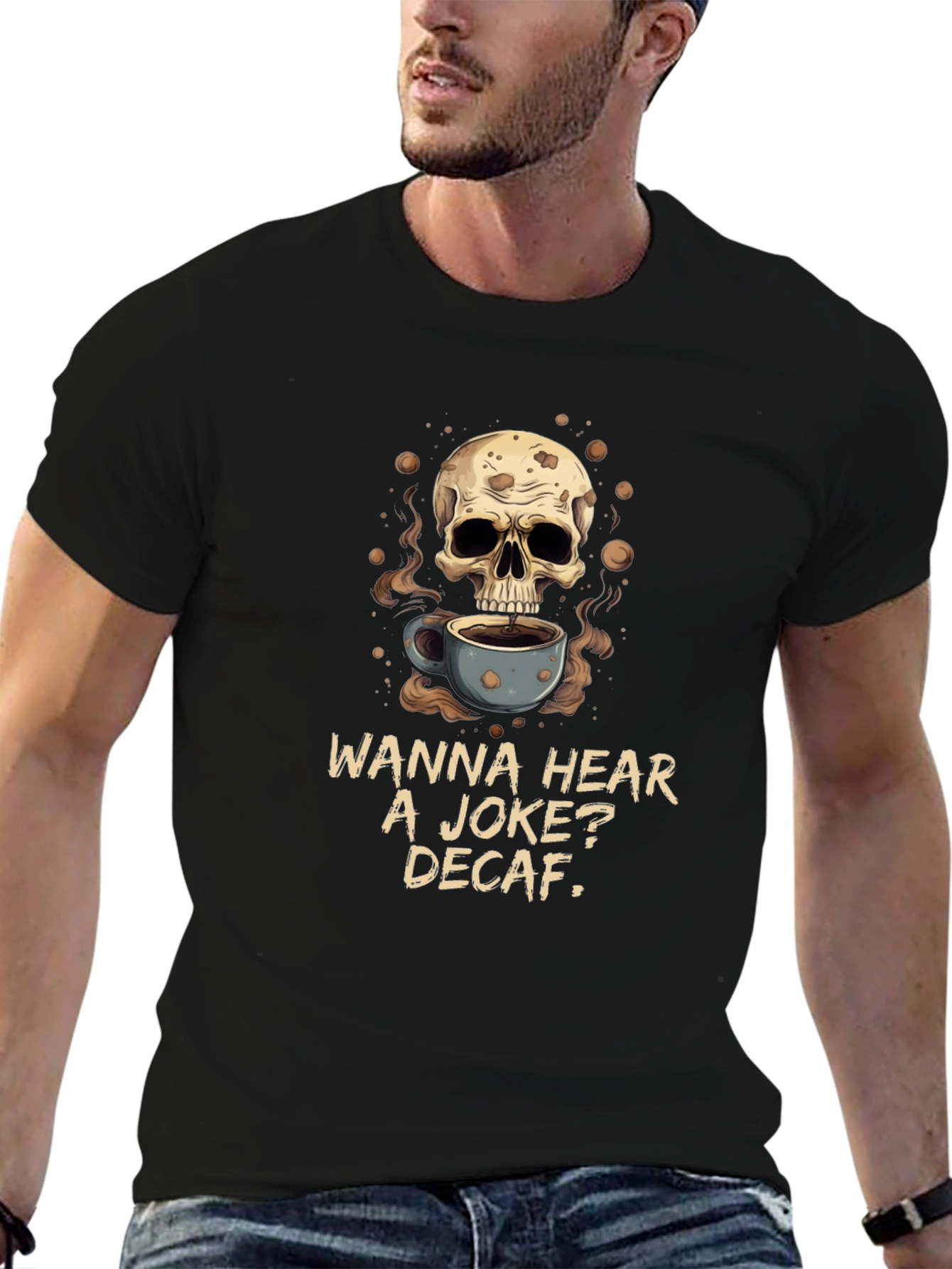 Skull Coffee Joke Graphic Tee