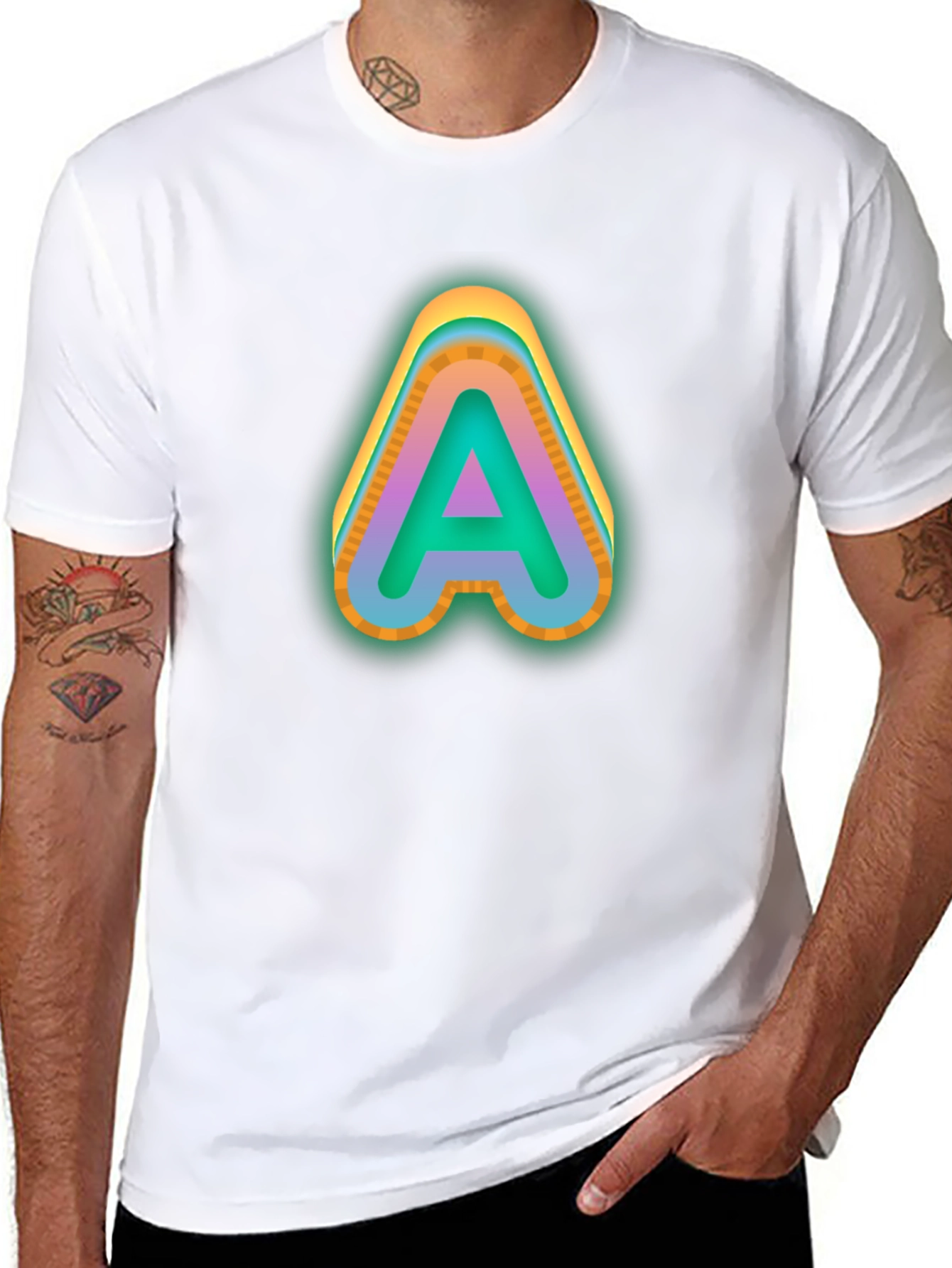 Letter A Graphic Tee - Neon Style T-Shirt
