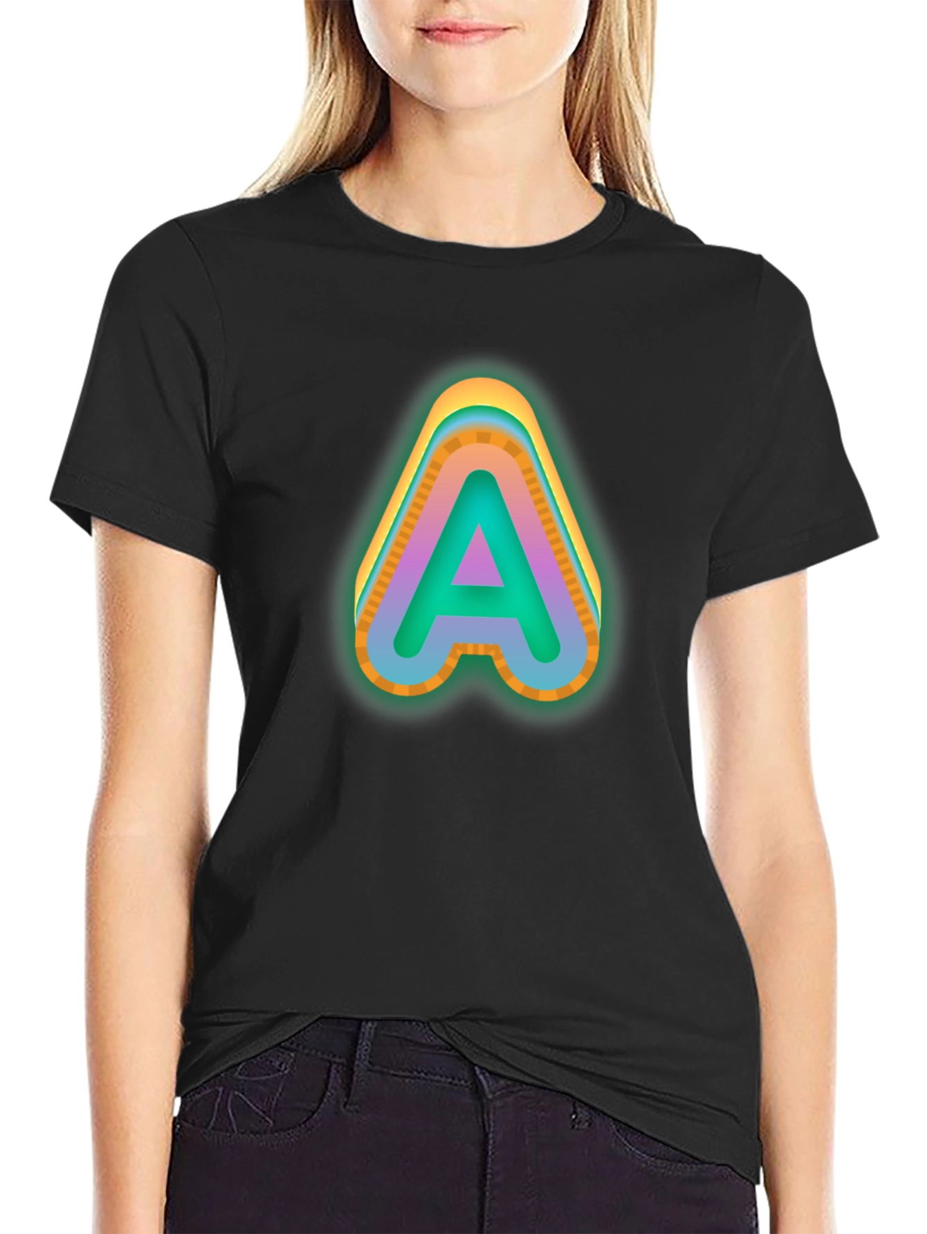Letter A Graphic Tee - Neon Style T-Shirt
