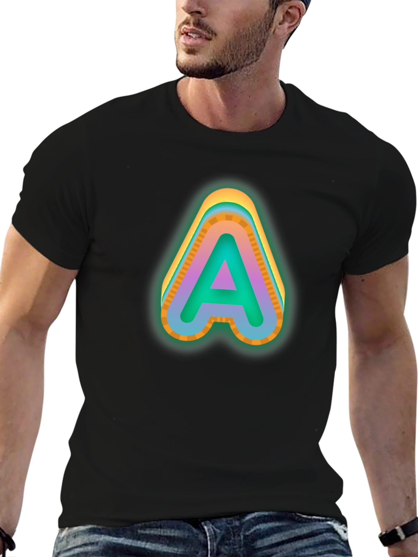 Letter A Graphic Tee - Neon Style T-Shirt